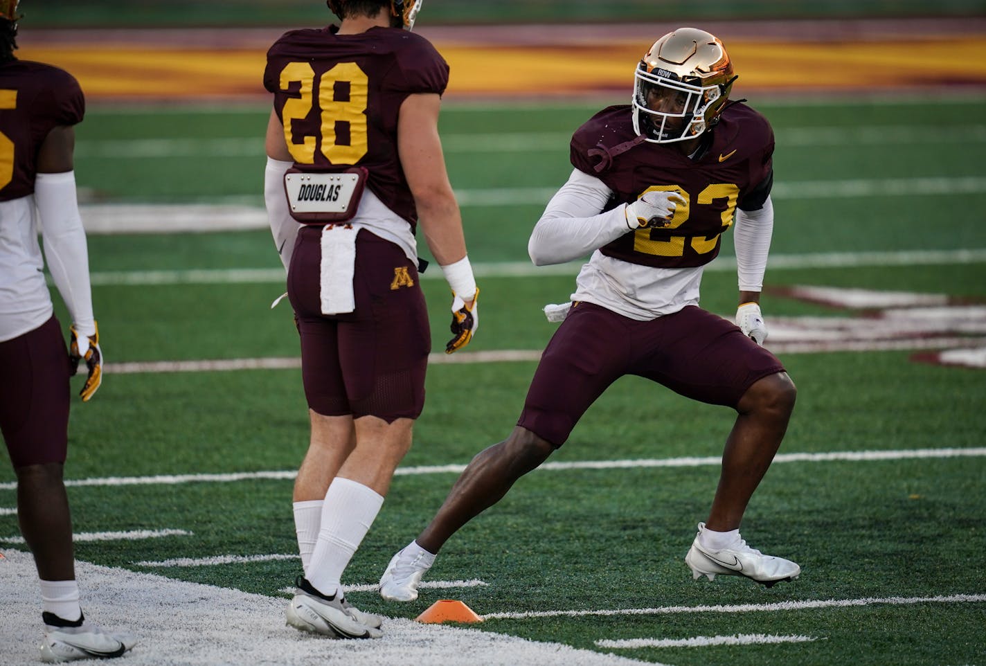 Gophers safety Jordan Howden (23) during practice at Huntington Bank Stadium at the University of Minnesota in Minneapolis, Minn., on Thursday, August 12, 2021.