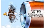 Sack cartoon: Voter suppression