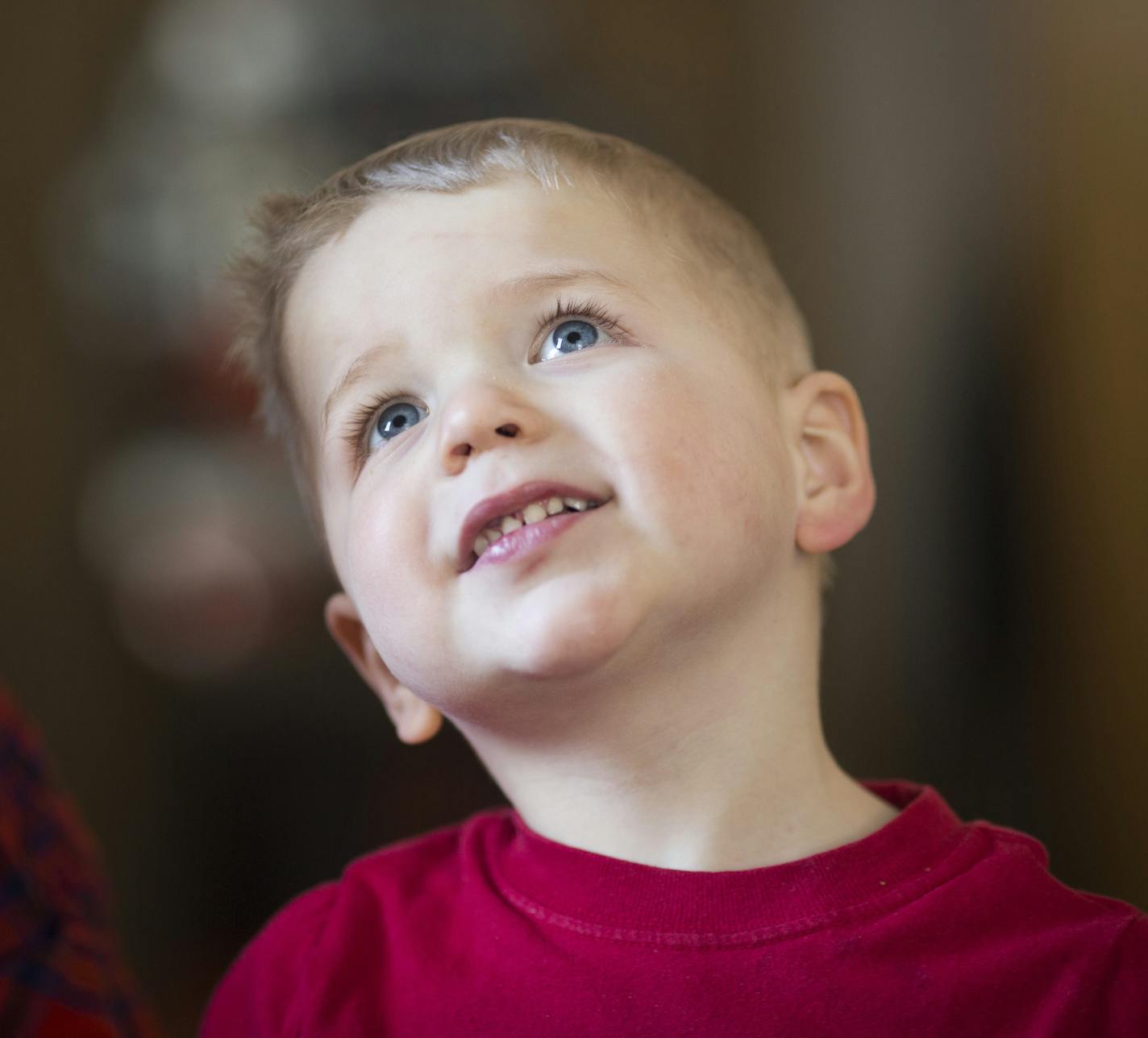 Wyatt Hauser photographed at home on Wednesday, February 3, 2016 in Woodbury, Minn. Six months ago is was unique for Wyatt to even make eye contact but his mother says she has seen drastic changes in her son after using medical marijuana for six month. He has gone from roughly 200 to 80 daily seizures, making regular eye contact, and is on no other pharmaceutical drugs. ] RENEE JONES SCHNEIDER &#x2022; reneejones@startribune.com