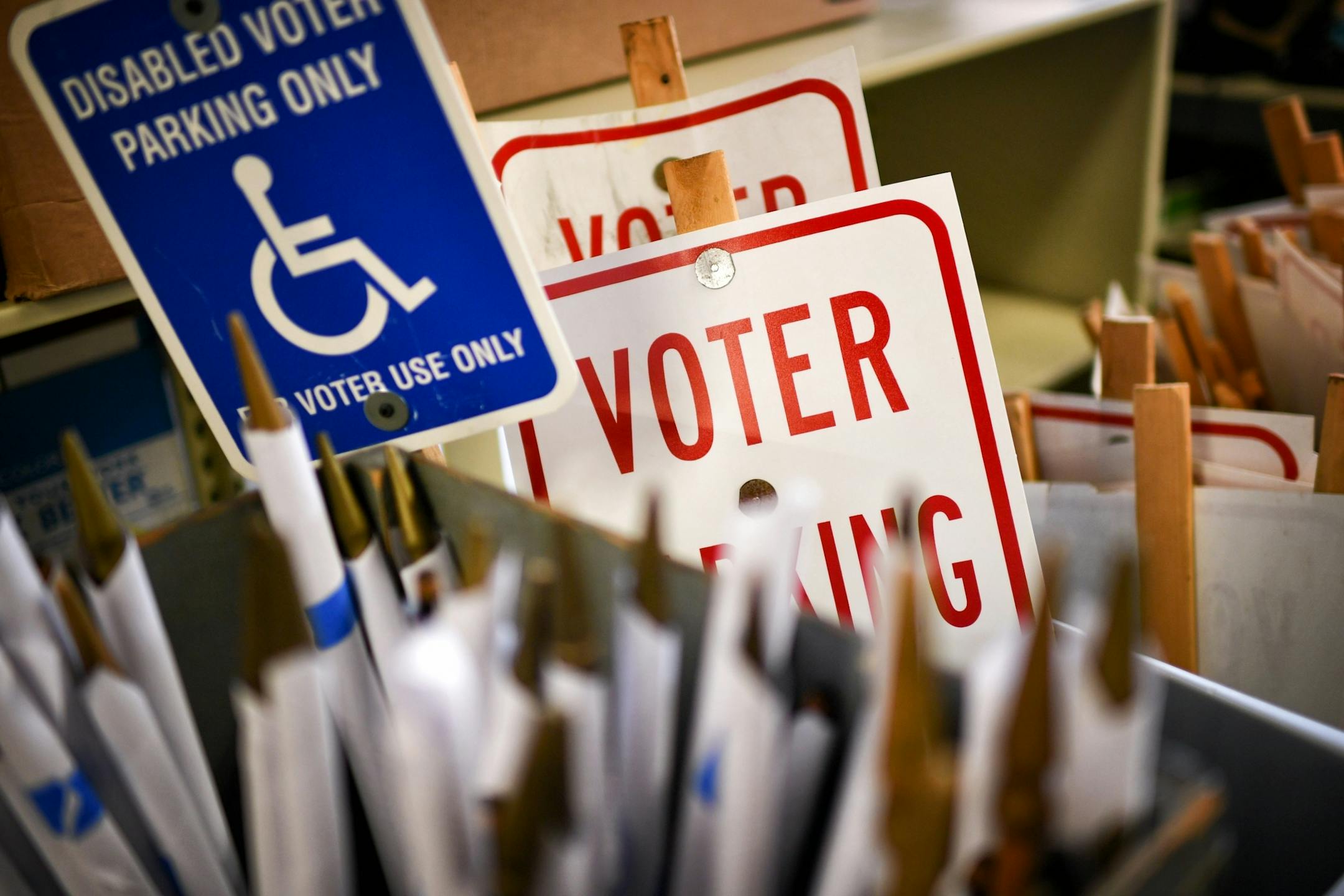 Election Day supplies at the Ramsey County elections office for Tuesday's voting.