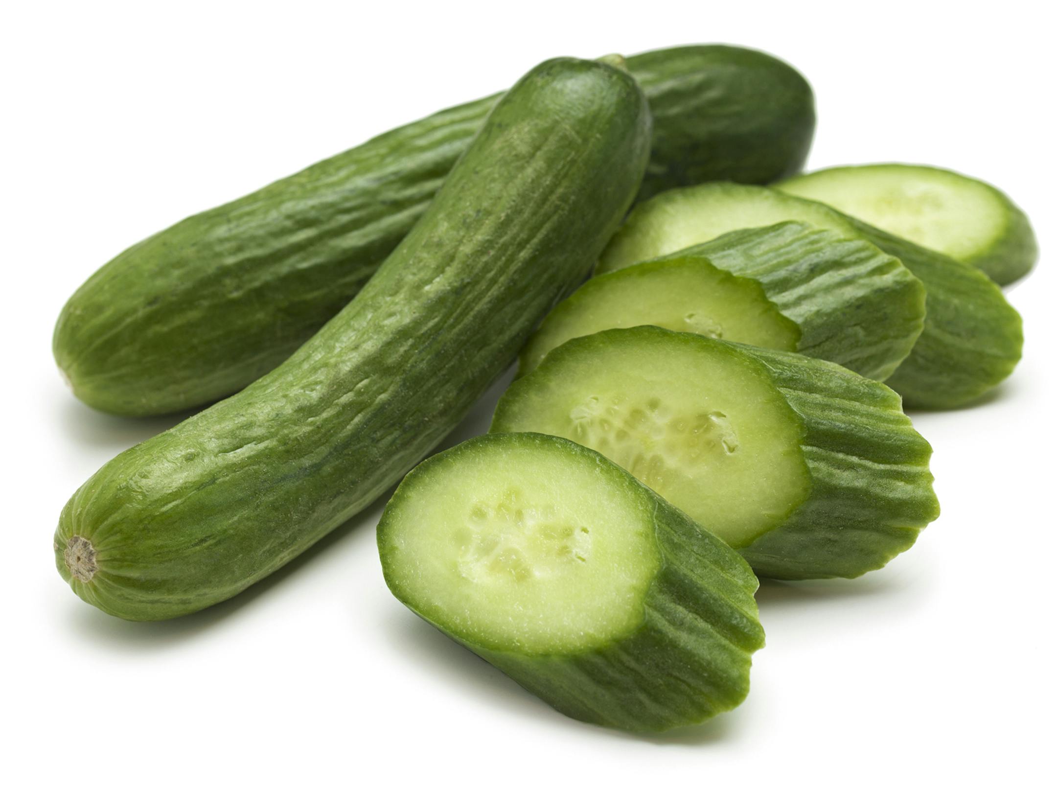 Persian cucumbers whole and sliced, from istock