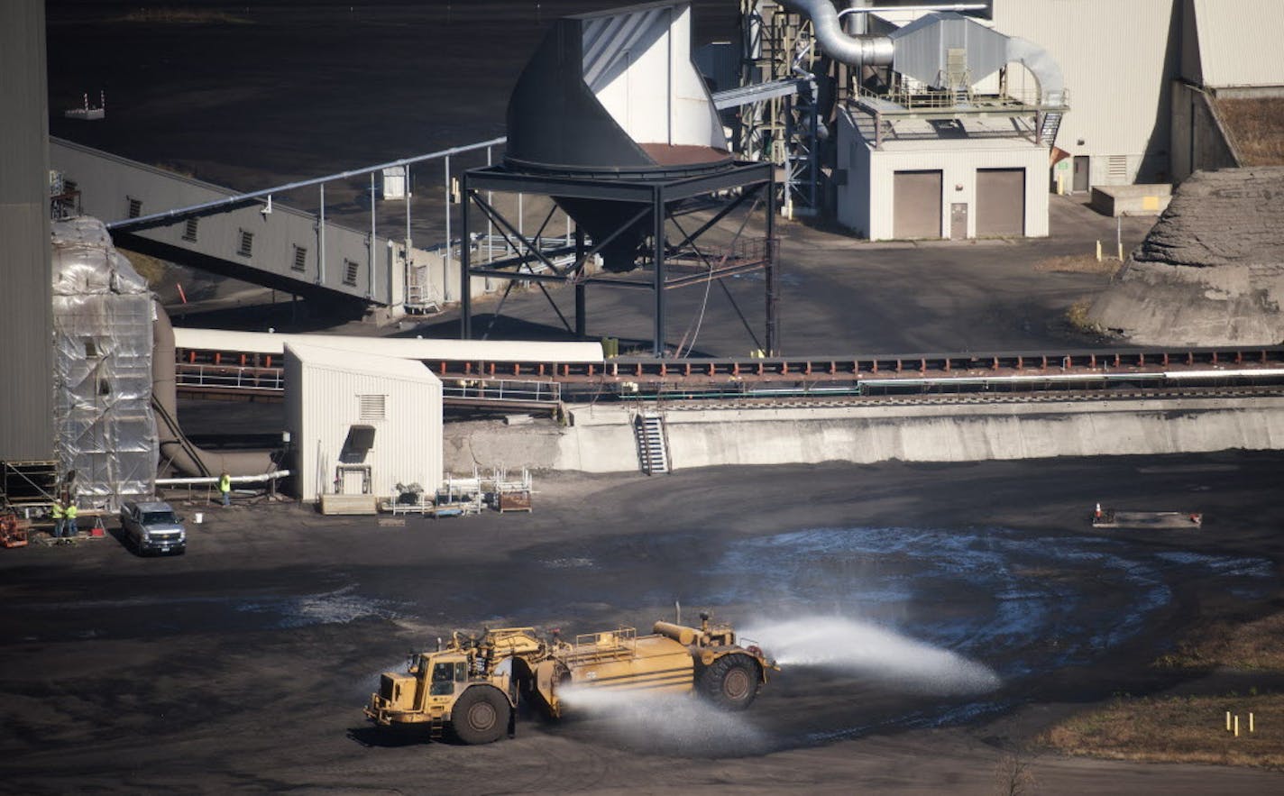 A water truck keeps coal dust down. Excel Energy had an open house at the Sherburne County Generating Plant (Sherco) in Becker, Minnesota, Tuesday, October 2, 2012 Last November Unit 3 of the coal-fired plant had a catastrophic failure taking the plant offline. ] GLEN STUBBE * gstubbe@startribune.com