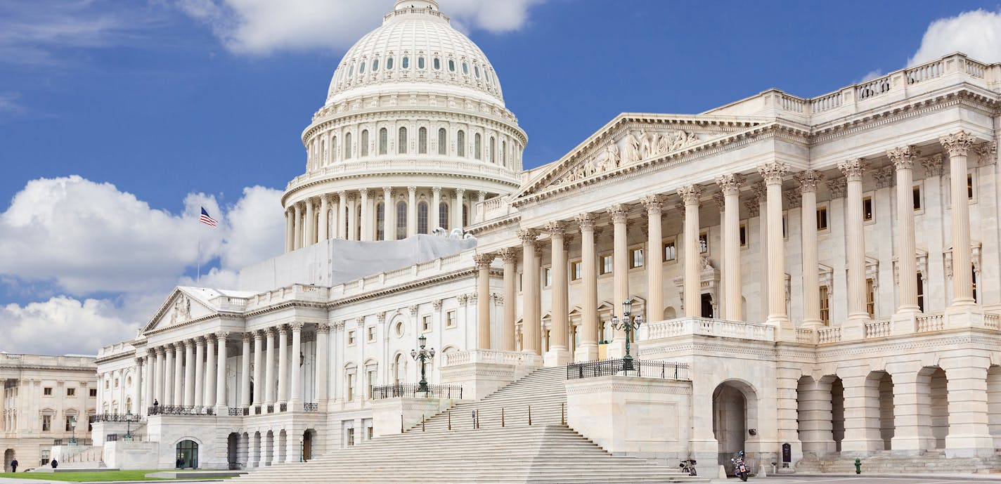 iStockphoto.com
East facade of the US Capitol Building, Washington DC, USA.. American flag and vivid blue sky with clouds are in the image. ORG XMIT: MIN1701111221020398 ORG XMIT: MIN1704261136202340