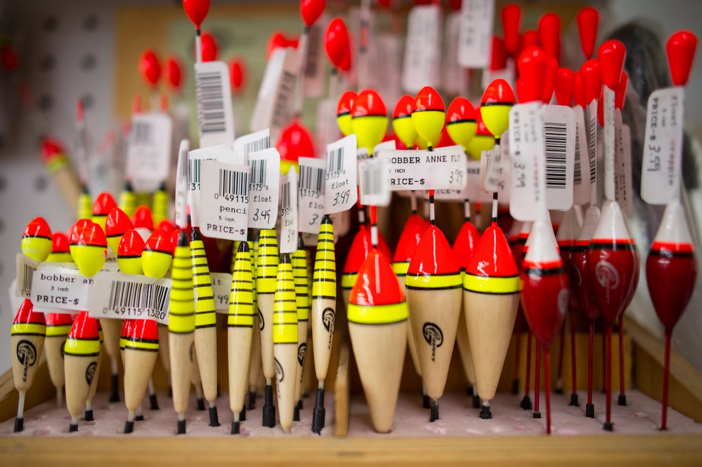 An assortment of bobbers was on display at Mike's Bait on 8.