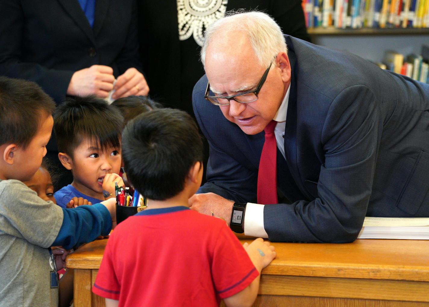 Under the watchful eye of Pre-K children from Bruce Vento Elementary School in St. Paul, Governor Tim Walz signed the school funding bill into law, and announced his intent to sign off on all the major budget bills completed during the special session.
brian.peterson@startribune.com
St. Paul, MN Thursday, May 30, 2019