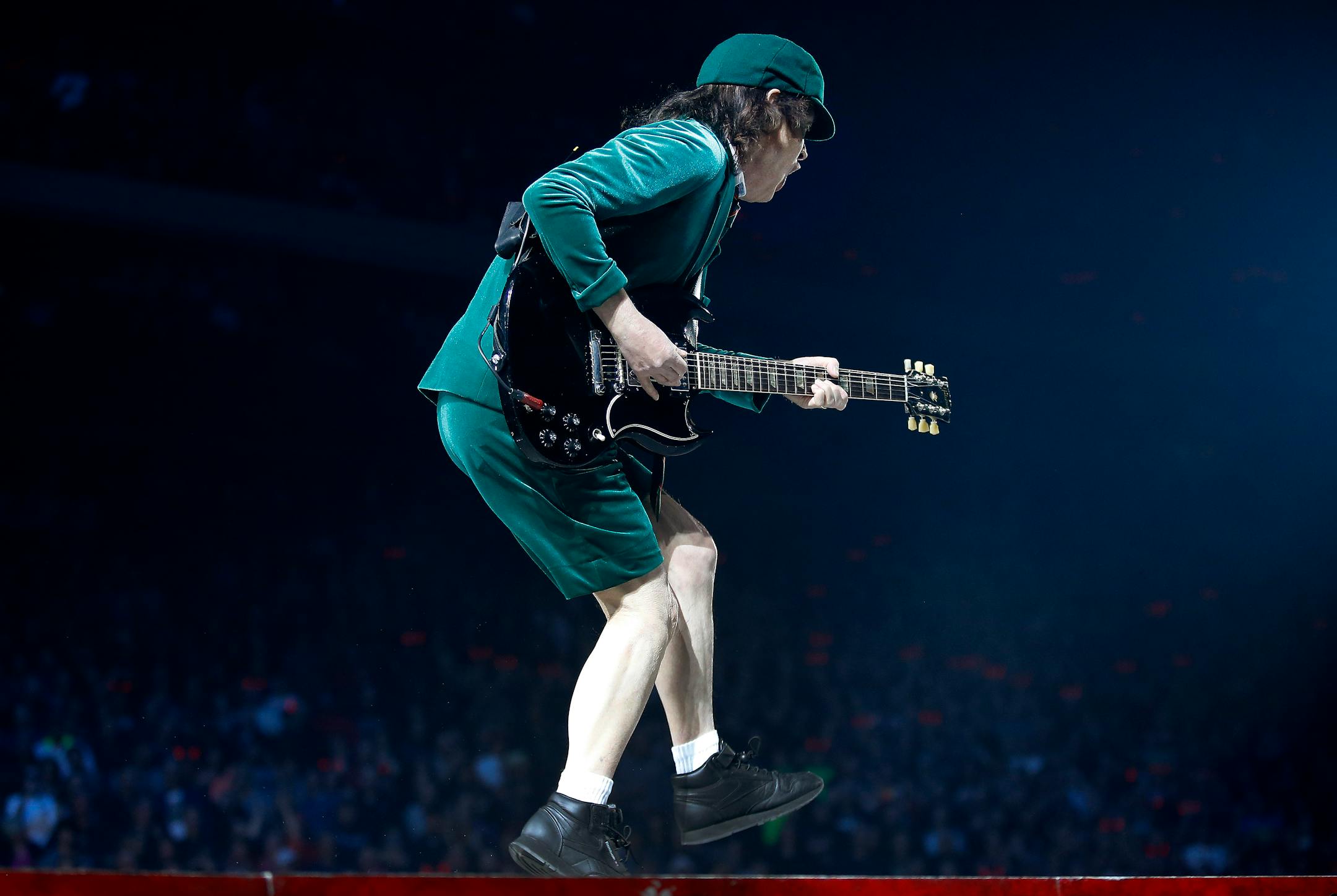 Lead guitar player Angus Young of AC/DC performed at the Xcel Energy Center on Sunday night. ] CARLOS GONZALEZ cgonzalez@startribune.com - February 14, 2016, New St. Paul, MN, Xcel Energy Center, AC/DC Concert