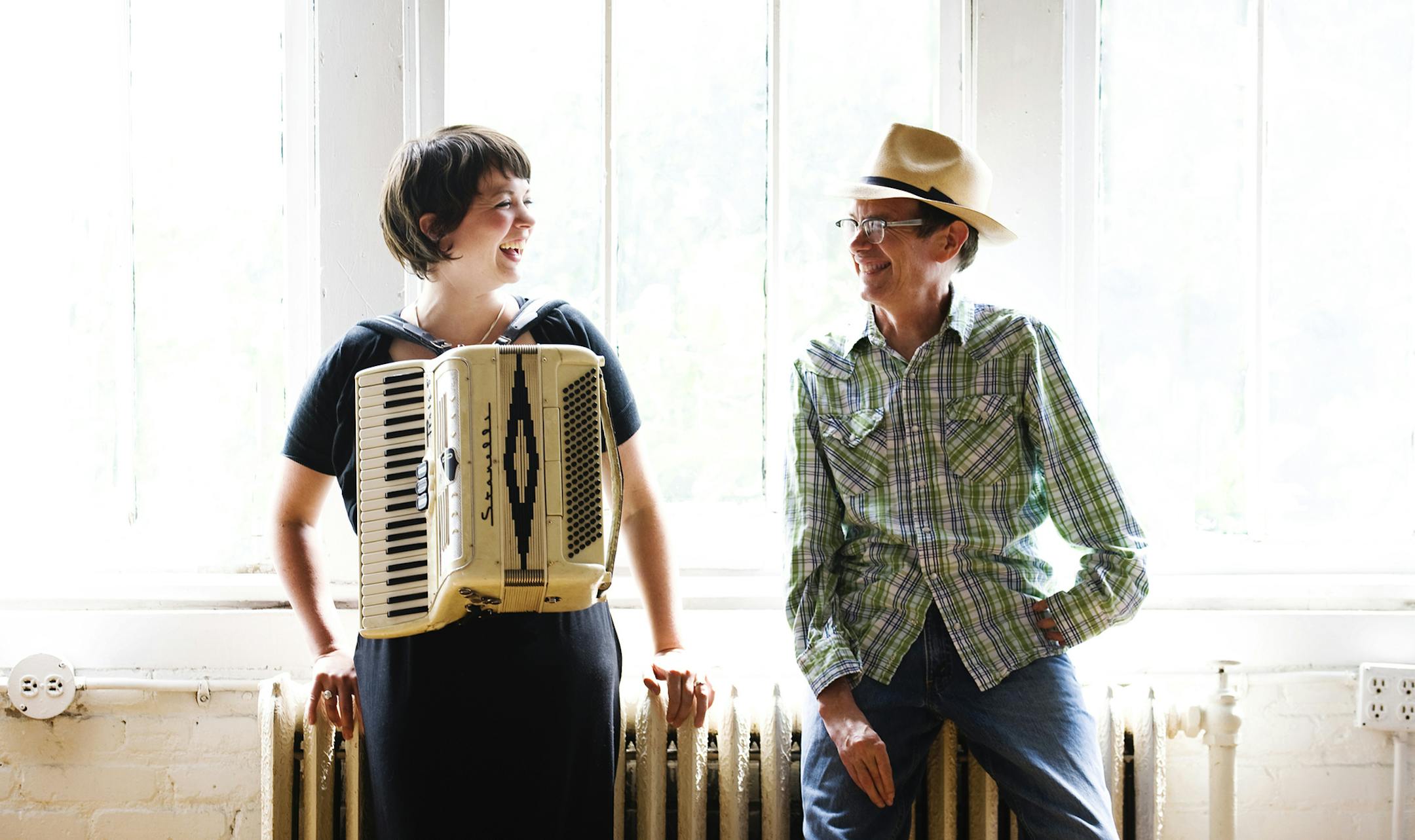 Storyteller Kevin Kling and accordionista Simone Perrin will perform at Caponi Art Park during their summer performance series on July 26. (Photo by Ann Marsden)