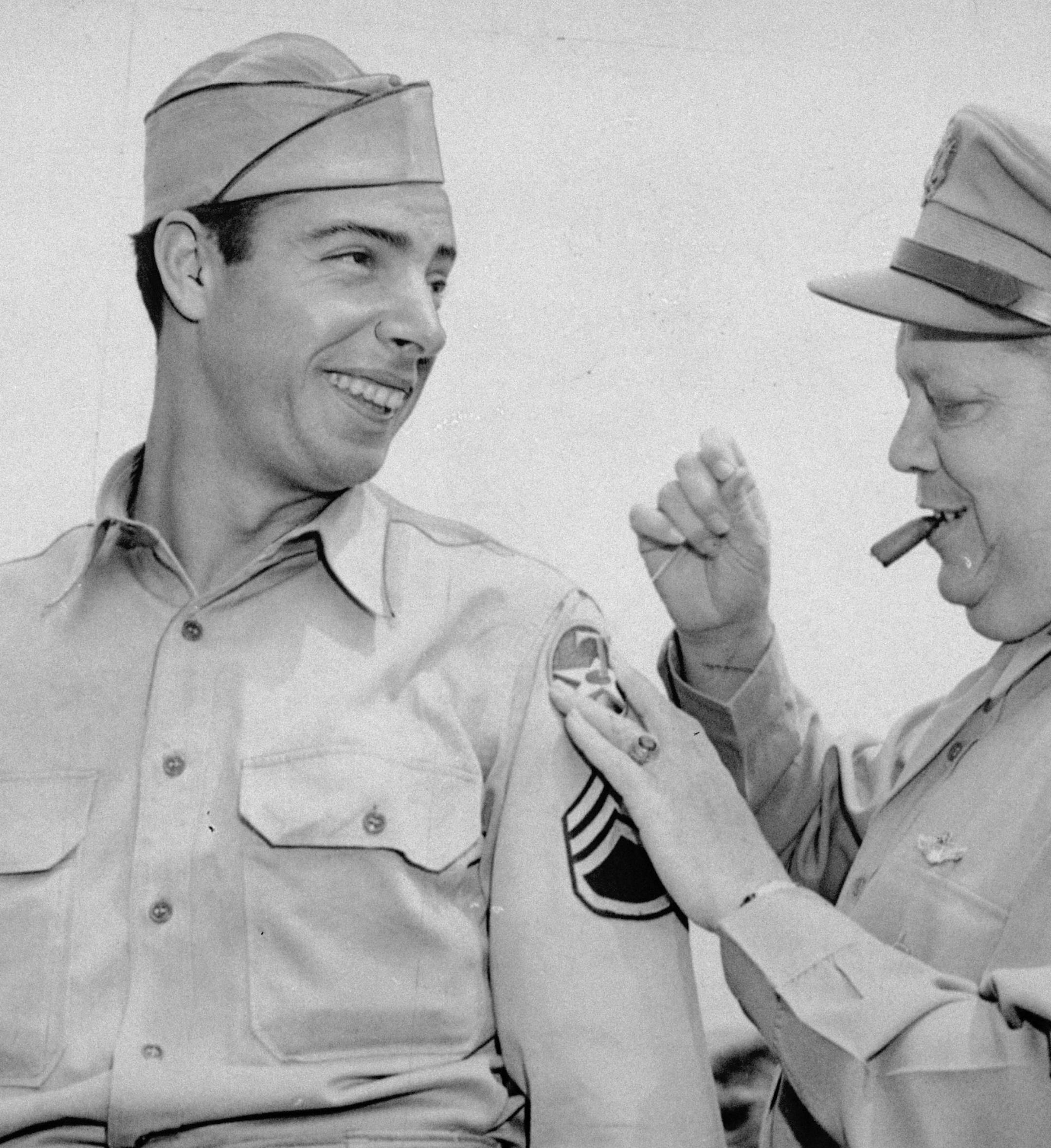 Yankees outfielder Joe DiMaggio was one of many baseball stars to serve during World War II. Major League Baseball continued on during the war at the urging of President Franklin D. Roosevelt, who thought the American people needed a diversion.
