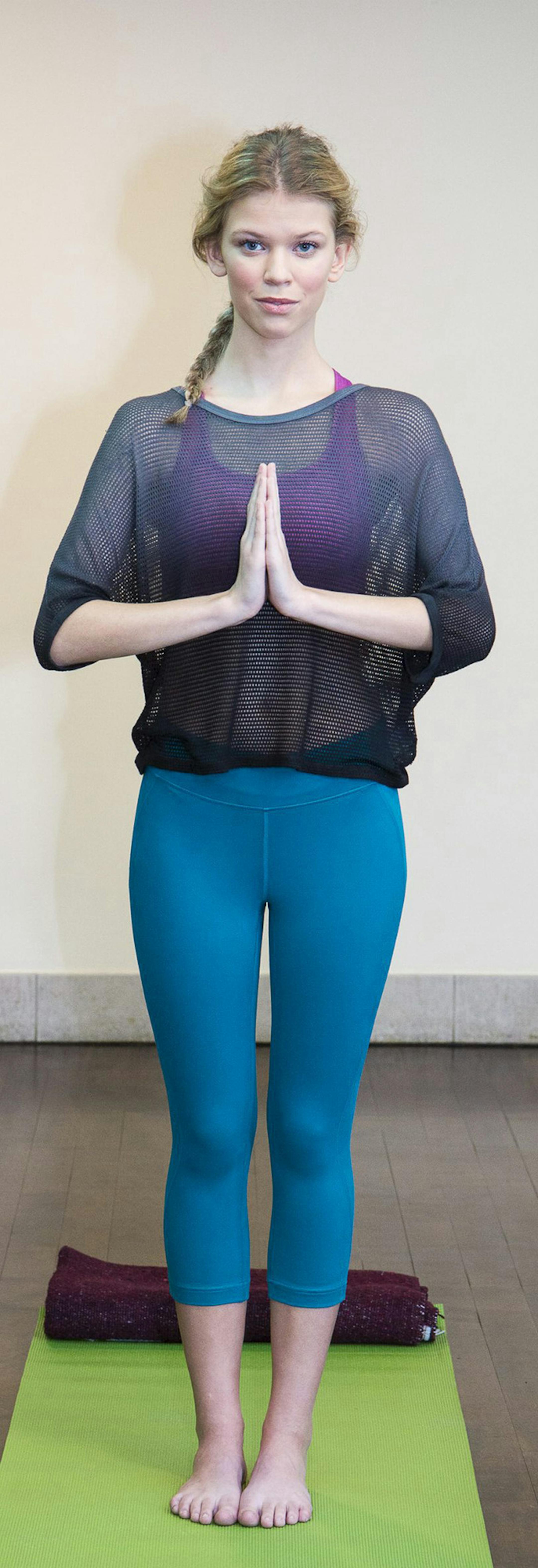 A netted top for yoga allows for cool coverage, like this Pure Karma top, $50, with Equinox compression bra, $42; New Balance capris, $59.99; and Gaiam Honeydew yoga mat, $29.98; at Target stores.