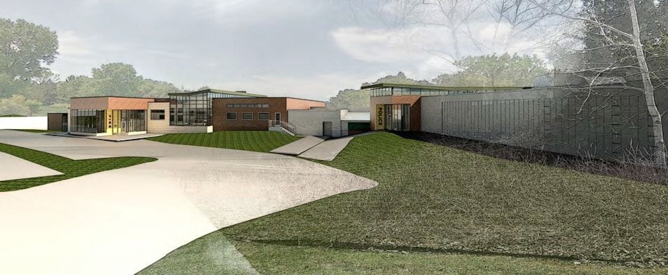 A rendering of the proposed expansion of the fire and police stations at Minnetonka City Hall.
