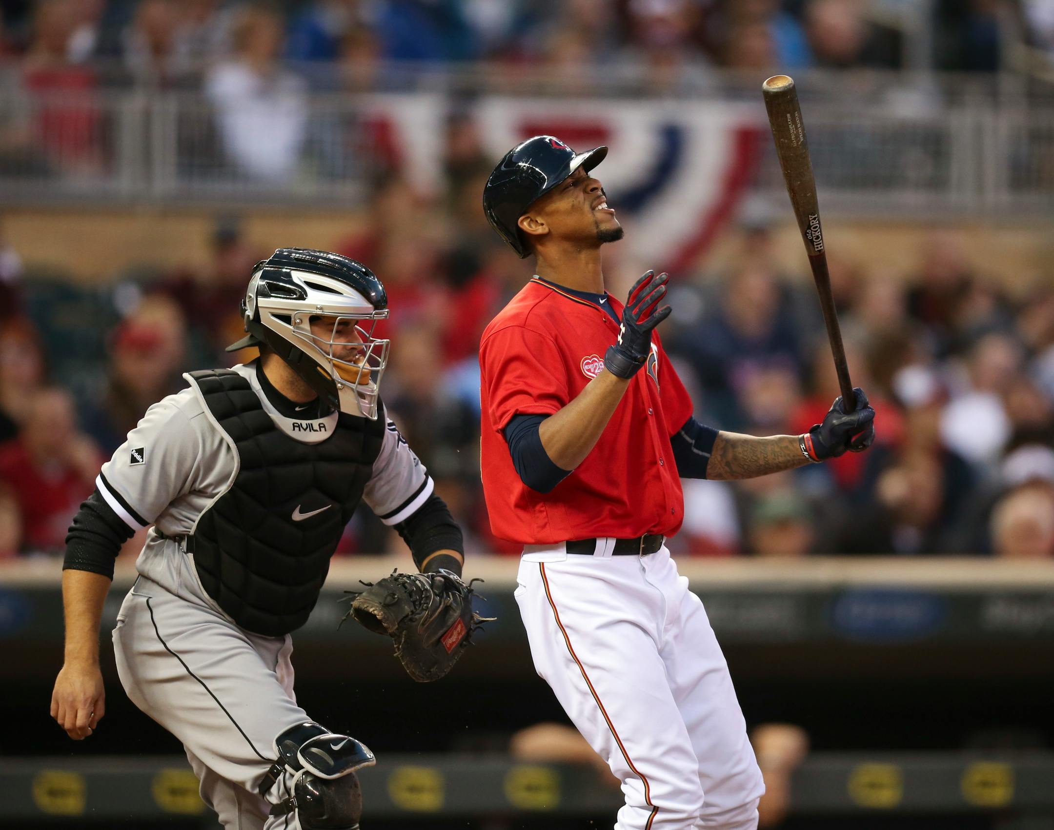 Byron Buxton 0-for-2 night included two strikeouts, this one in the third inning.