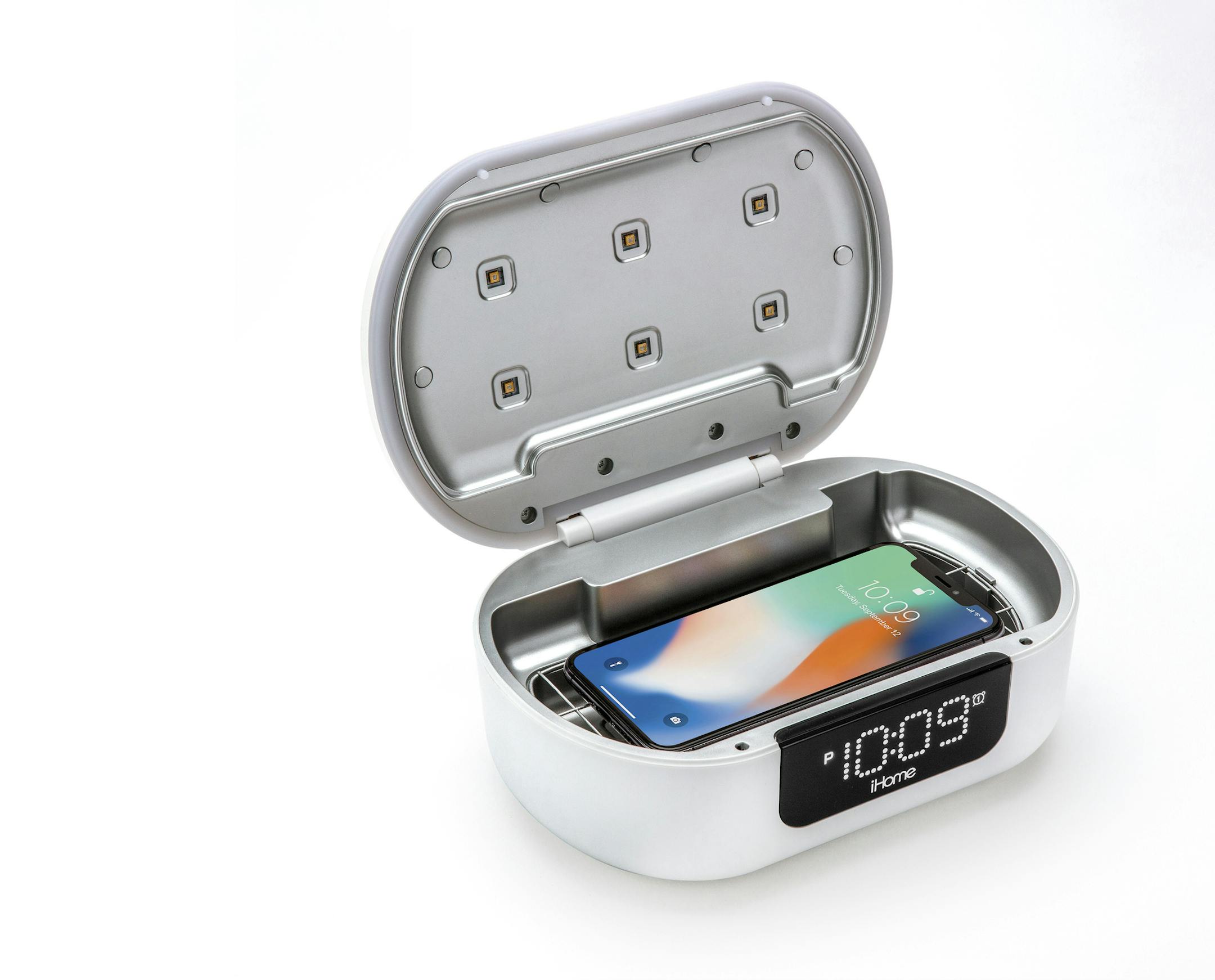 The iHome iUVBT1 Pro UV-C sanitizer Bluetooth speaker is lab tested to kill 99.9-percent of viruses and bacteria without liquids or chemicals. (Handout/TNS) ORG XMIT: 1809182