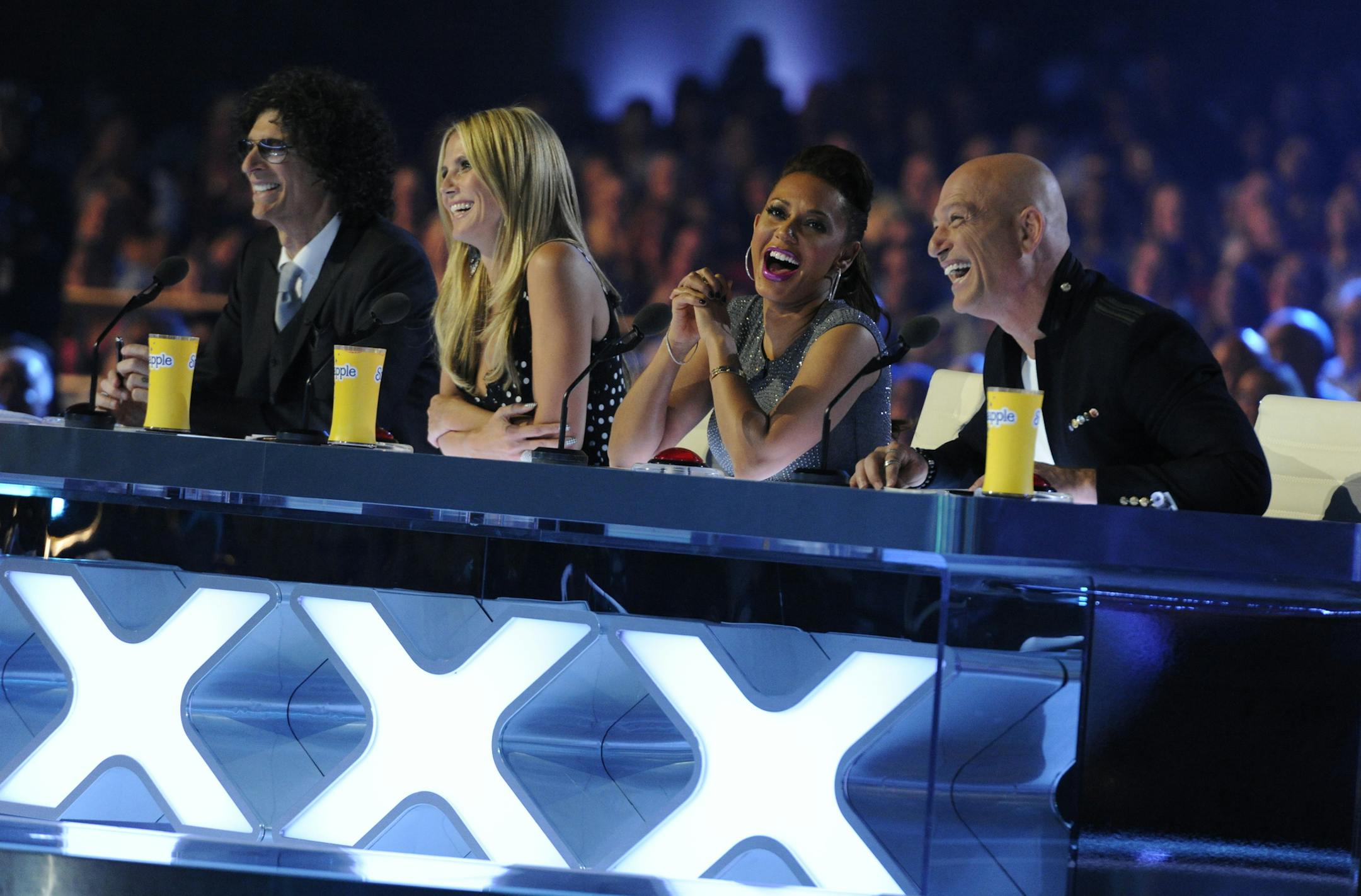 AMERICA'S GOT TALENT -- Episode 822 -- Pictured: (l-r) Howard Stern, Heidi Klum, Mel B, Howie Mandel -- (Photo by: Virginia Sherwood/NBC) ORG XMIT: Season:8
