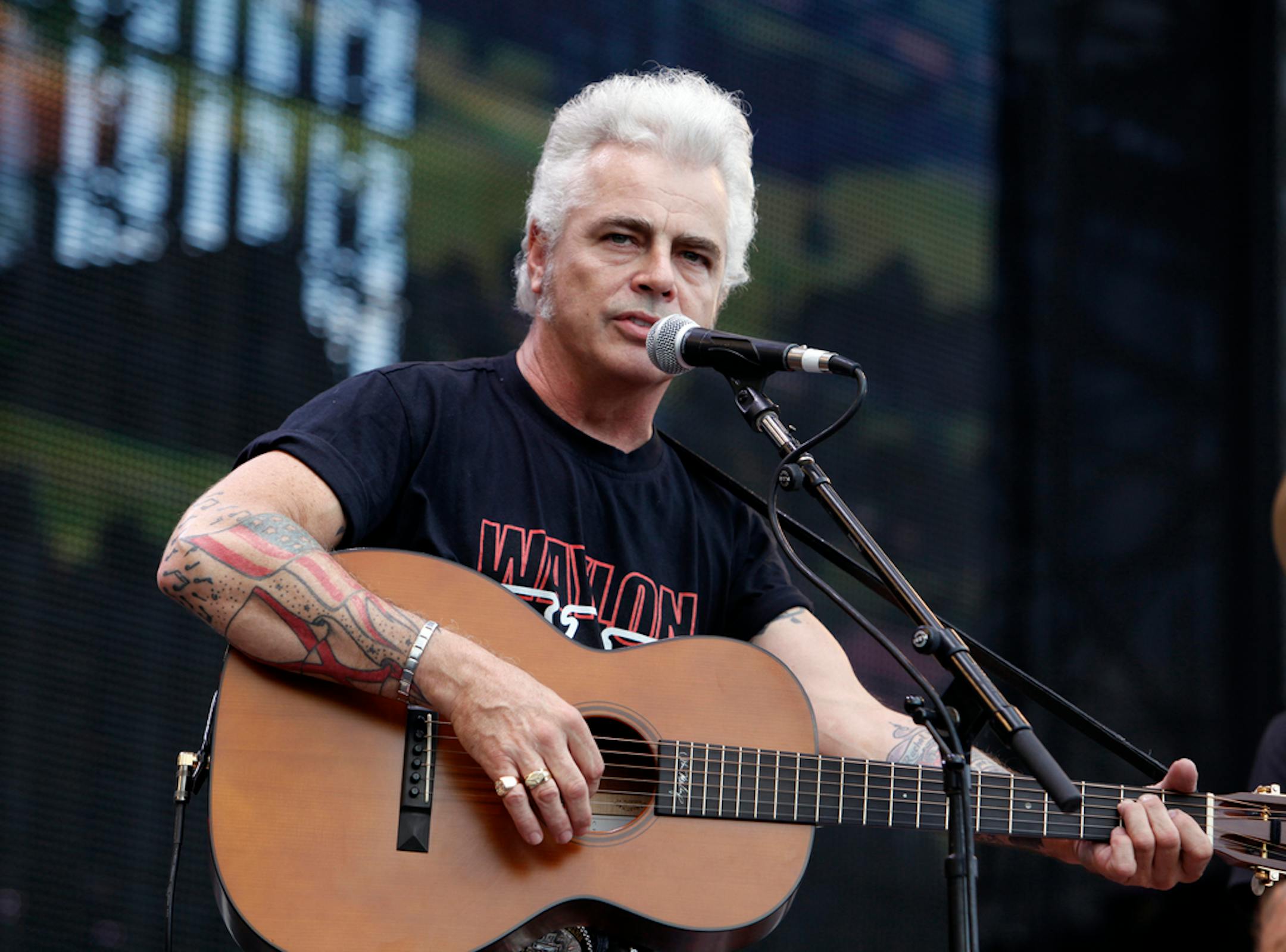 Dale Watson performs during the Farm Aid 2012 concert at Hersheypark Stadium in Hershey, Pa., Saturday, Sept. 22, 2012. (AP Photo/Jacqueline Larma) ORG XMIT: OTKJL168