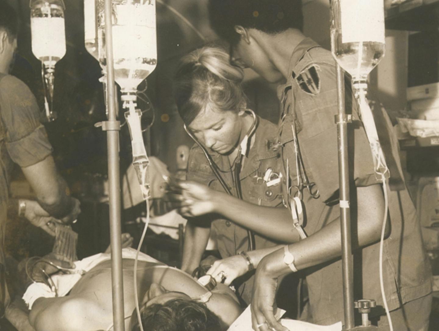 Army nurses, 93rd Evacuation Hospital, Long Binh, Vietnam, 1968.