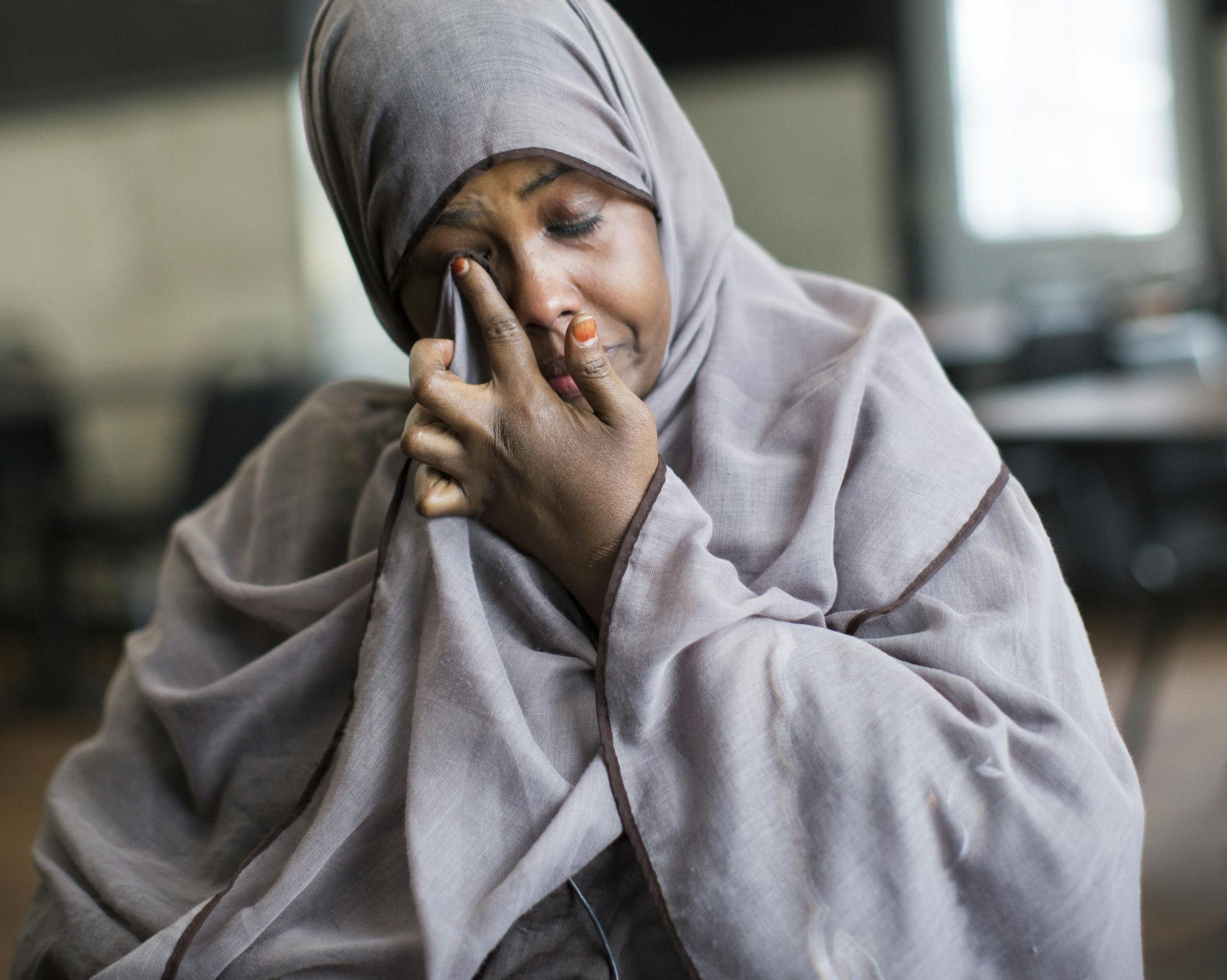 Ayan Farah wiped away tears as she spoke about her sons Mohamed Farah and Adnan Farah and looking into their empty bedrooms. Photographed on July 19, 2016, in Minneapolis, Minn. ] RENEE JONES SCHNEIDER • renee.jones@startribune.com