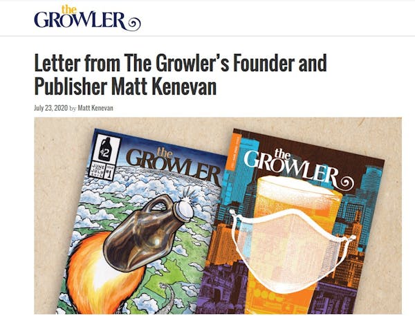A screenshot of the Growler's website.