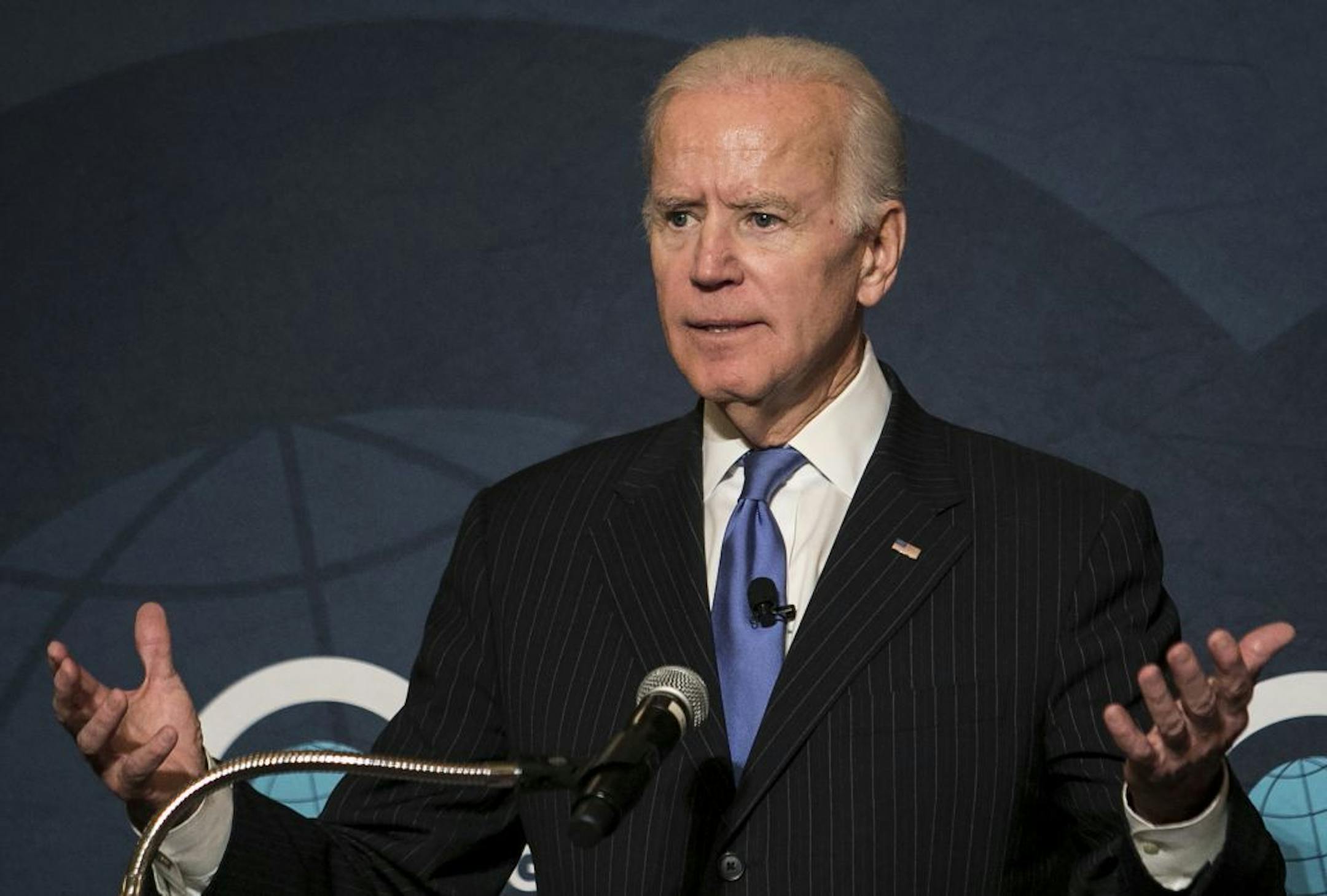 Former Vice President Joe Biden speaks to the Chicago Council on Global Affairs at the Palmer House Hilton, Wednesday, Nov. 1, 2017 in Chicago.