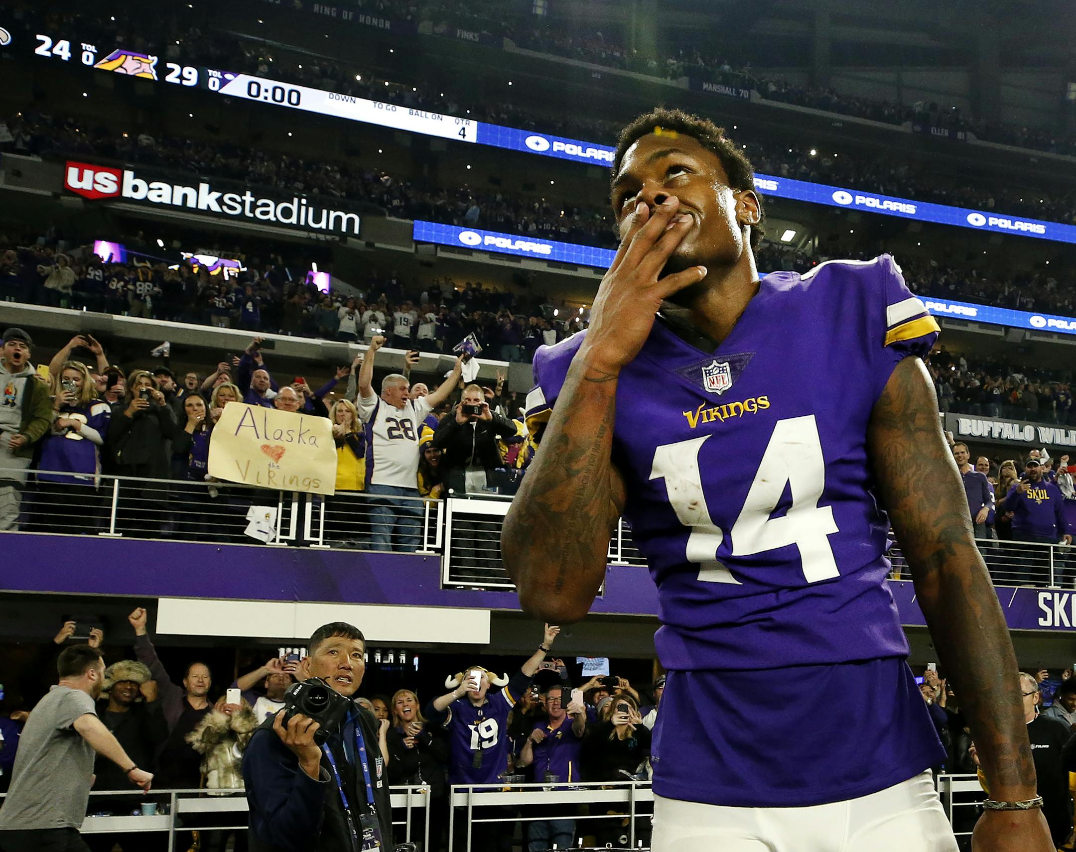 After the initial celebration passes and his cool, icy stare disappears, the emotions came for Stefon Diggs. His 61-yard catch-and-run on the game's final play had just prolonged the Vikings' playoff life by beating the Saints 29-24. "It's a storybook ending," he says later.