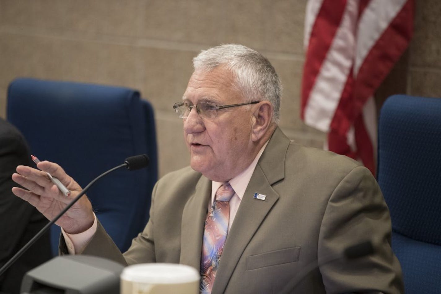 St. Anthony mayor Jerry Faust spoke during the City Council meeting .The St. Anthony City Council pass a resolution to terminate its police contract with Falcon Heights at during Tuesday night's meeting at City Hall July 11, in St. Anthony, MN.