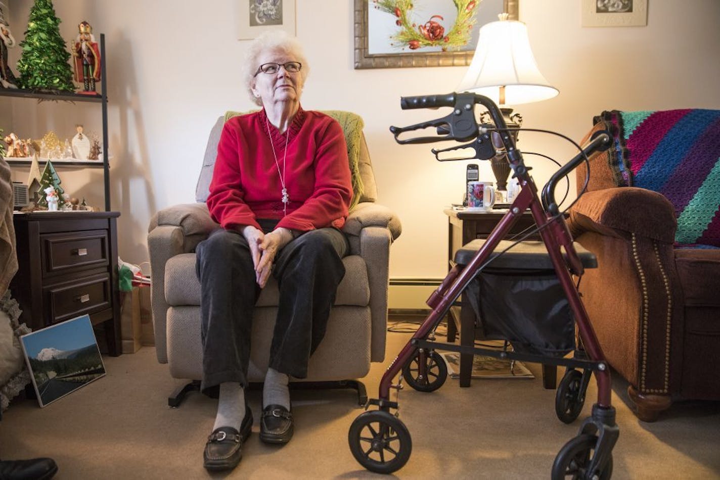 Betty Zollner sits inside her apartment at an assisted living home in Paynesville.