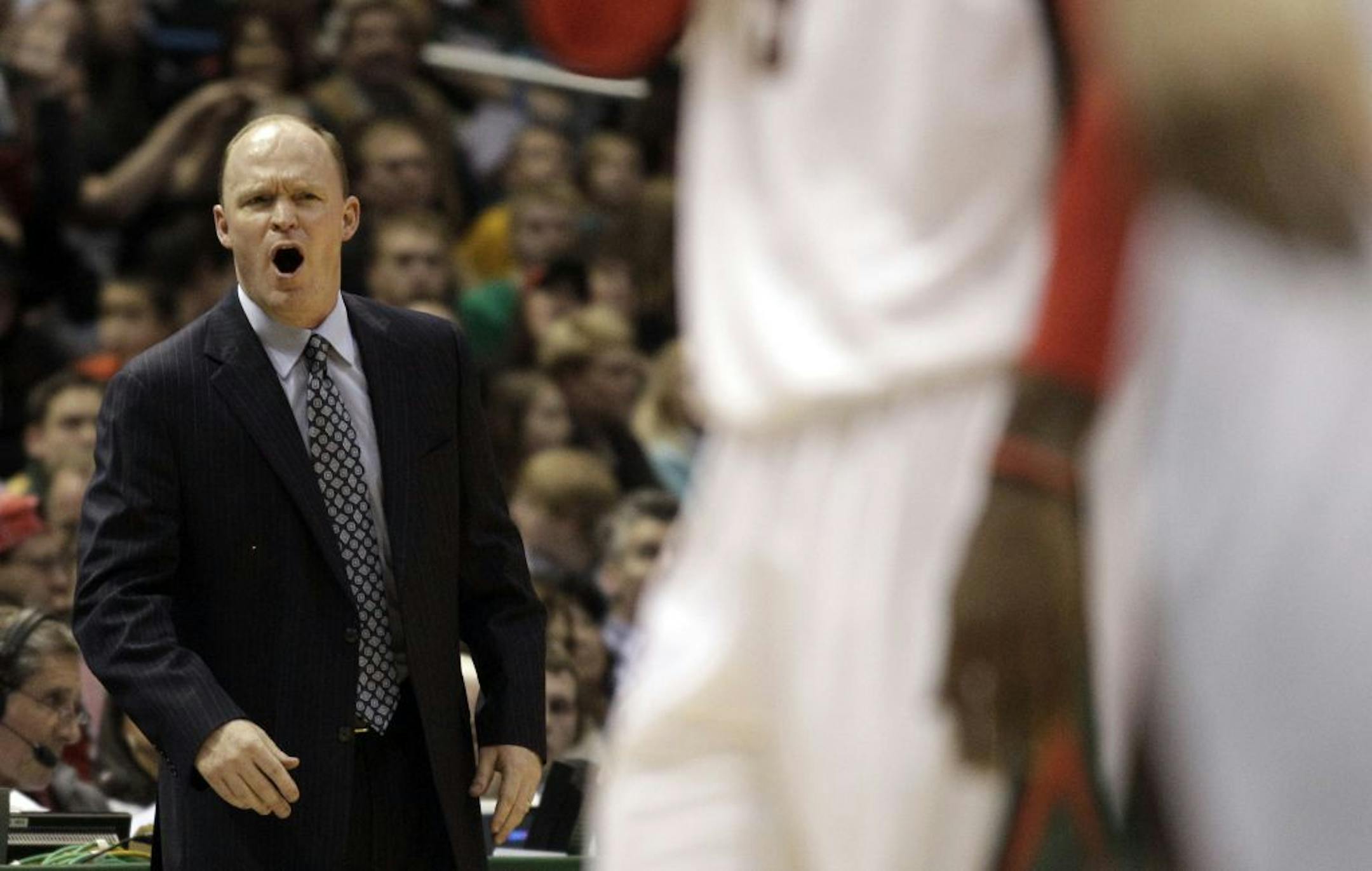 Milwaukee Bucks coach Scott Skiles reacts during the first half of an NBA basketball game against the Minnesota Timberwolves Tuesday, Dec. 27, 2011, in Milwaukee.