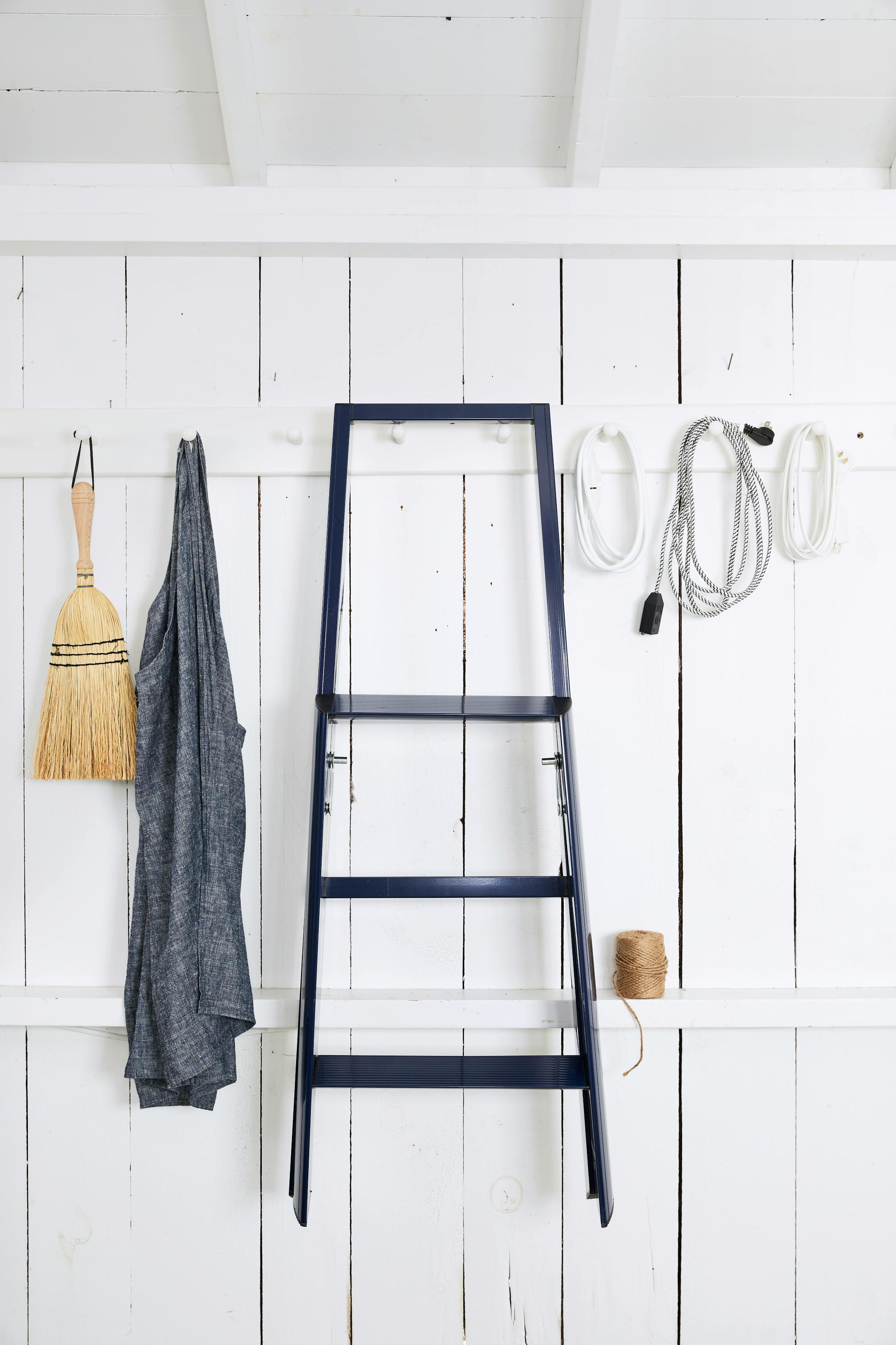 BC-ASK-MARTHA-PANTRY-ORGANIZATION-ART-NYTSF — Essentials 3-step ladder, in Indigo, $149, grandinroad.com. (Ryan Liebe/Martha Stewart Living Online) — ONLY FOR USE WITH ARTICLE SLUGGED — BC-ASK-MARTHA-PANTRY-ORGANIZATION-ART-NYTSF — OTHER USE PROHIBITED.