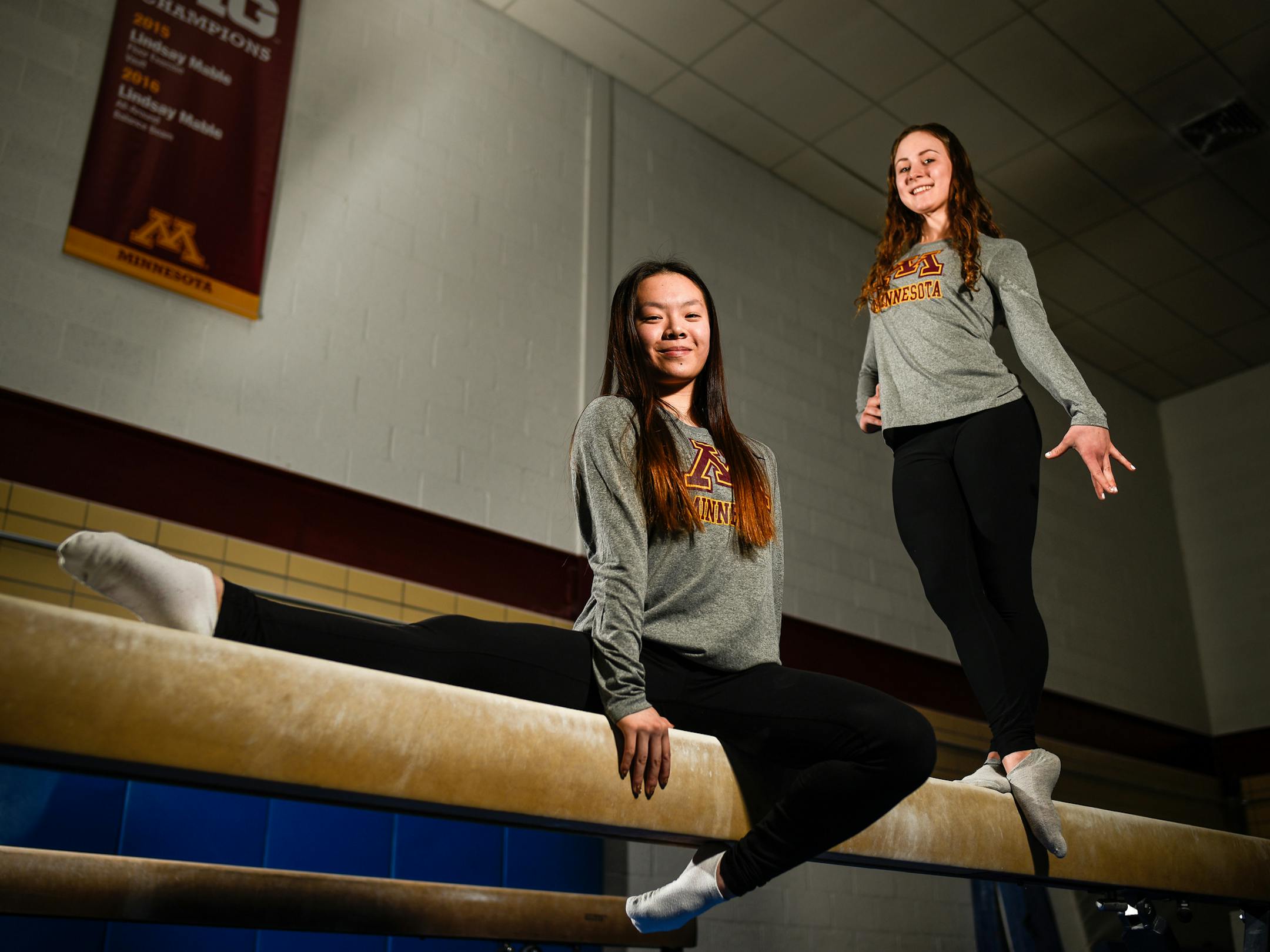 Gophers gymnastics' Ivy Lu, left, and Lexy Ramler were photographed Wednesday at Peik Gymnasium at the University of Minnesota. ] AARON LAVINSKY ï aaron.lavinsky@startribune.com Ivy Lu, left, and Lexy Ramler were photographed Wednesday at Peik Gymnasium at the University of Minnesota.