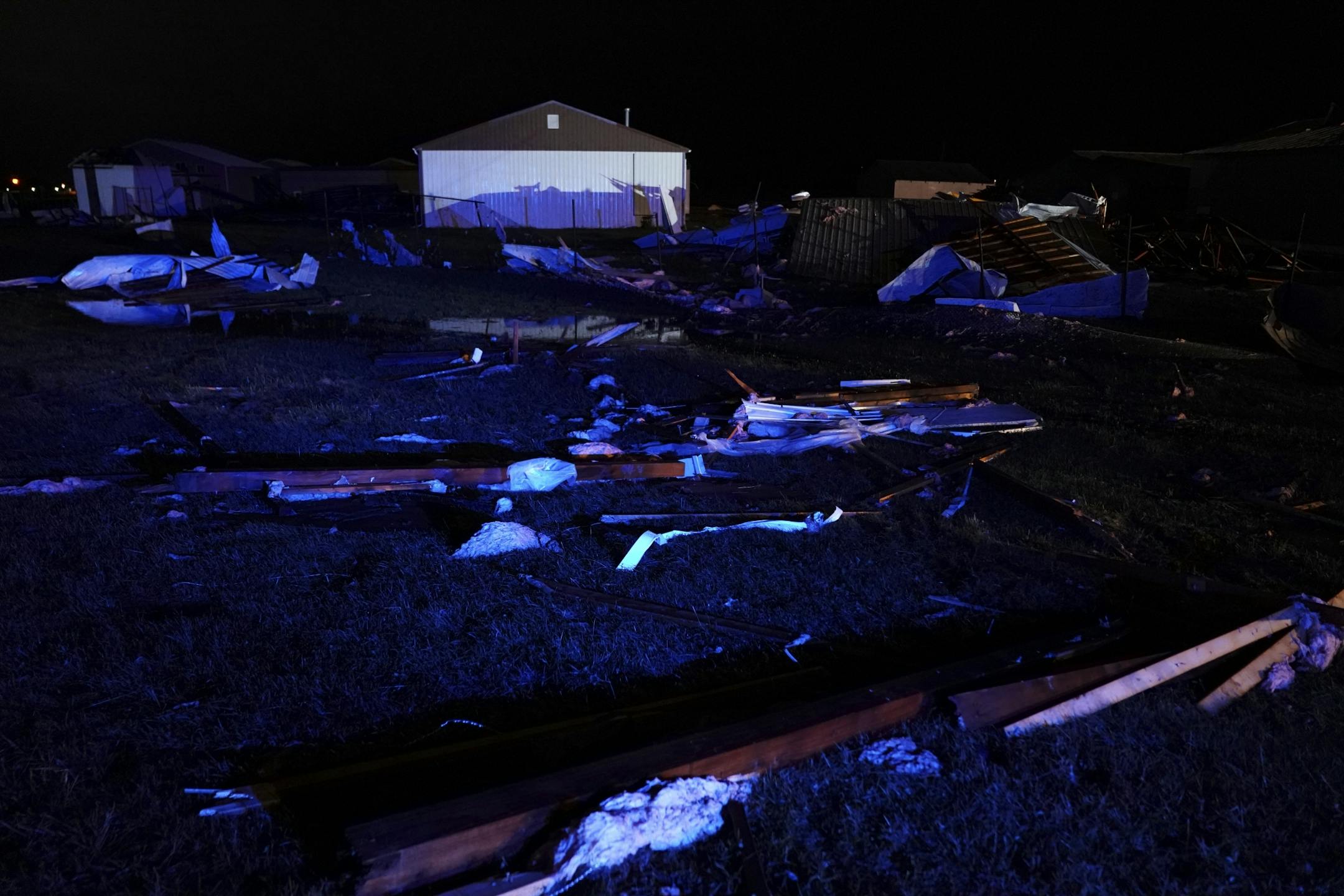 Tornado damage at Faribault Municipal Airport Thursday night.