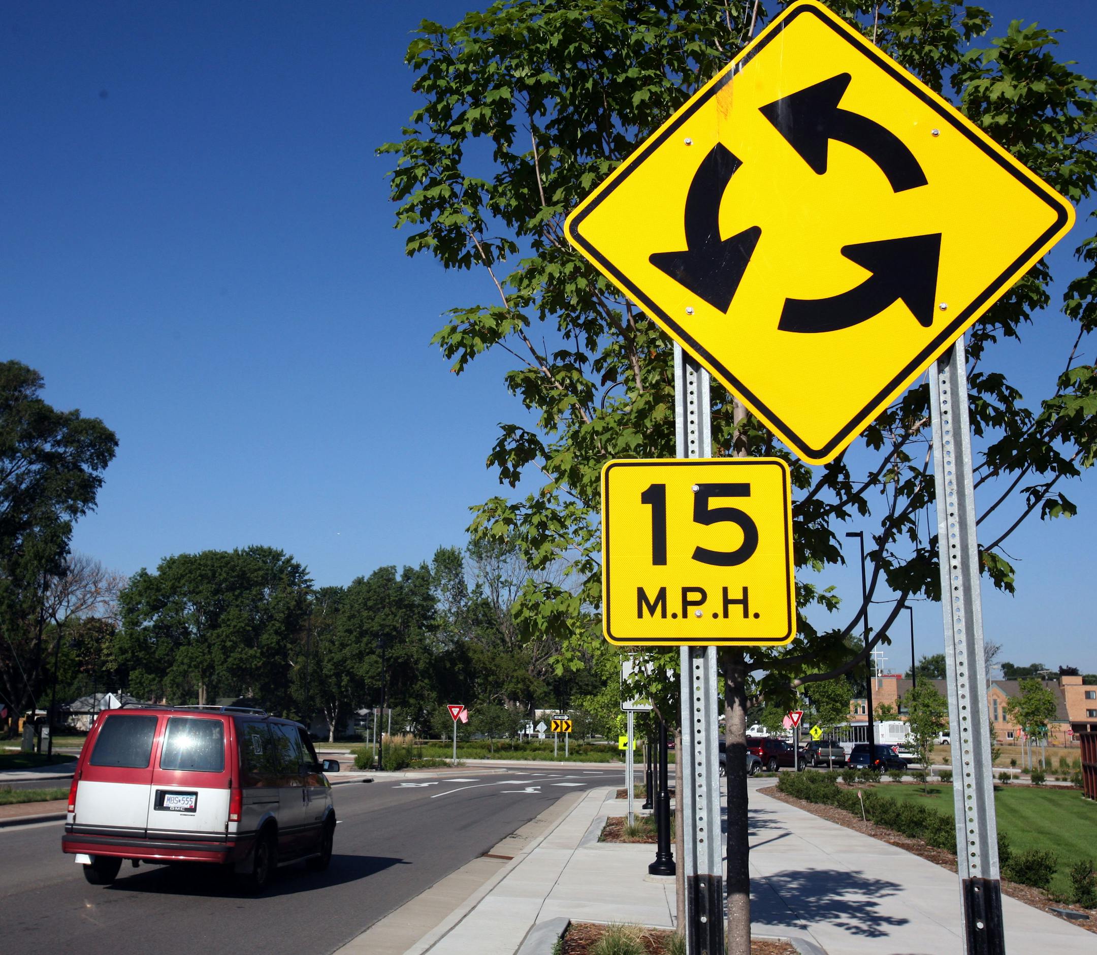 Traffic moved toward the roundabout on 66th Street near Hwy 77 in Richfield.