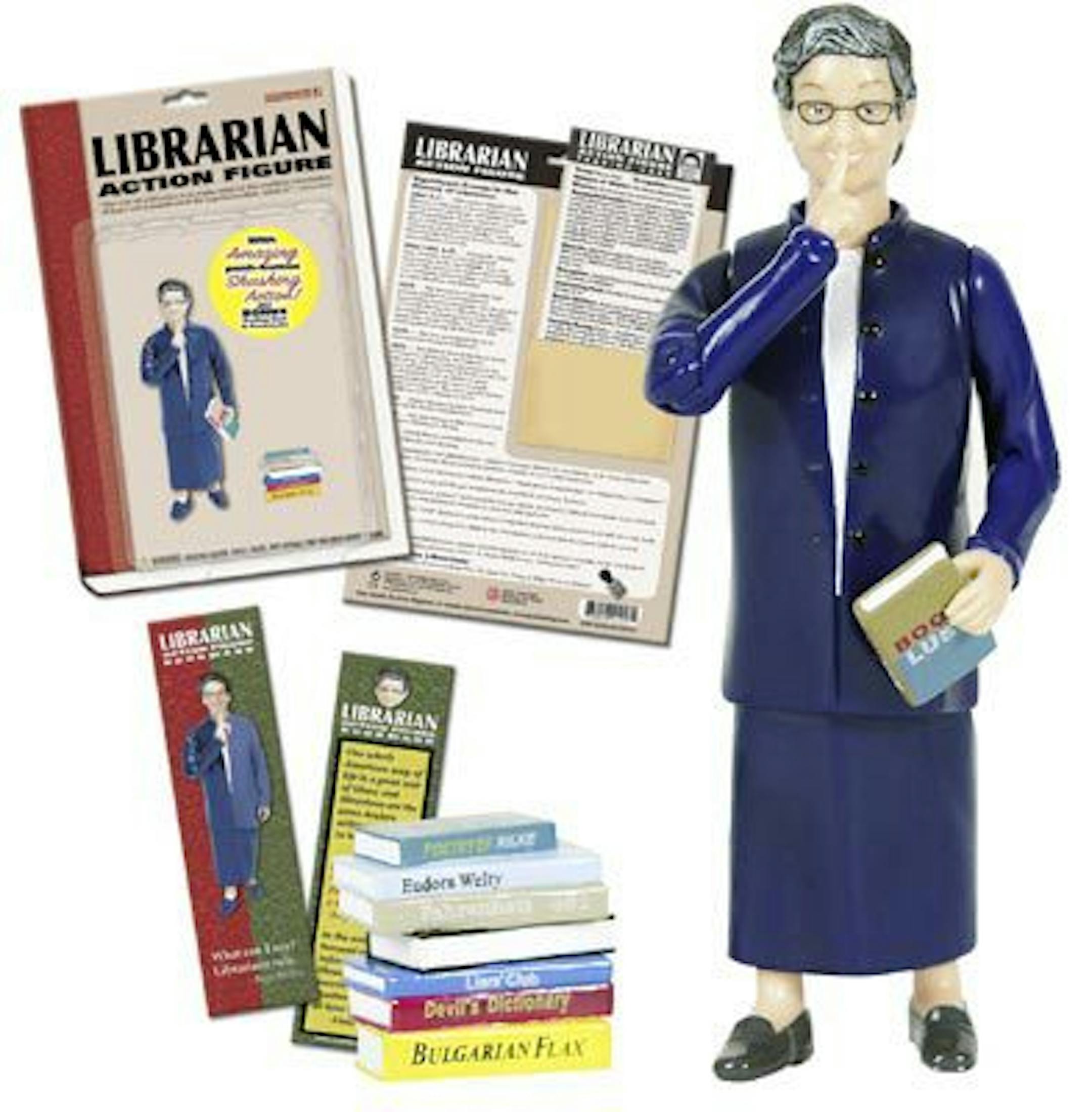Librarian action figure based on real-life librarian Nancy Pearl.