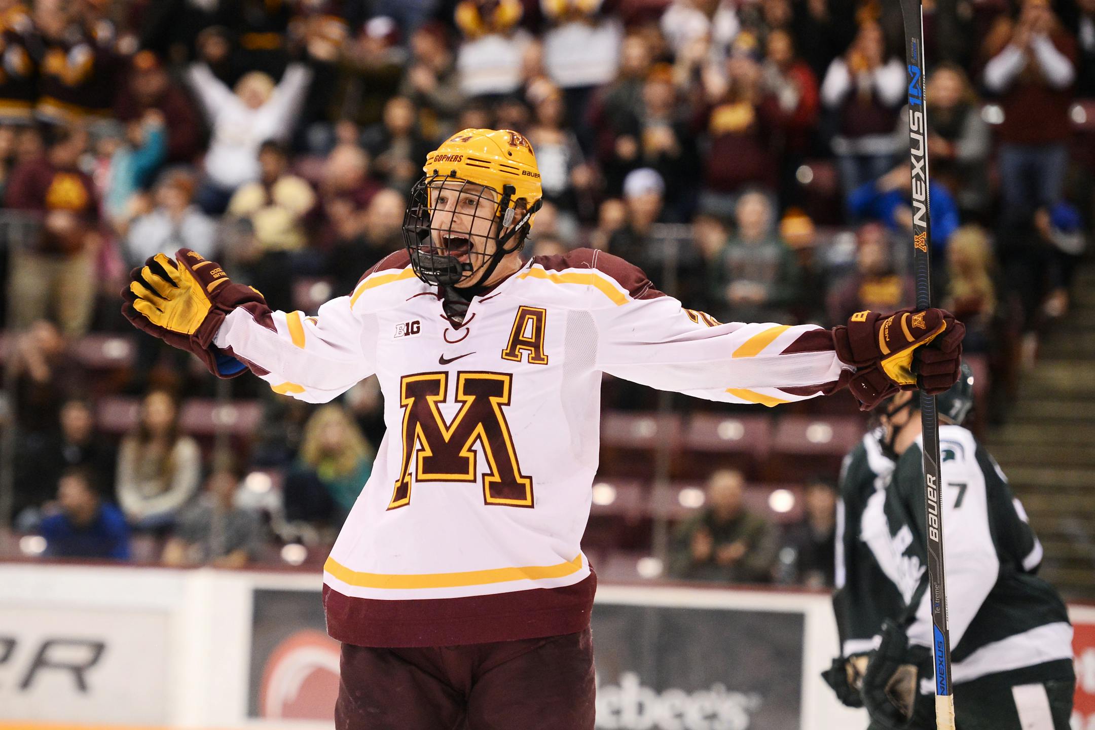 The Buffalo Sabres announced Monday night that they have signed Gophers hockey winger Hudson Fasching. He will join the Sabres for their game at Carolina on Tuesday night.