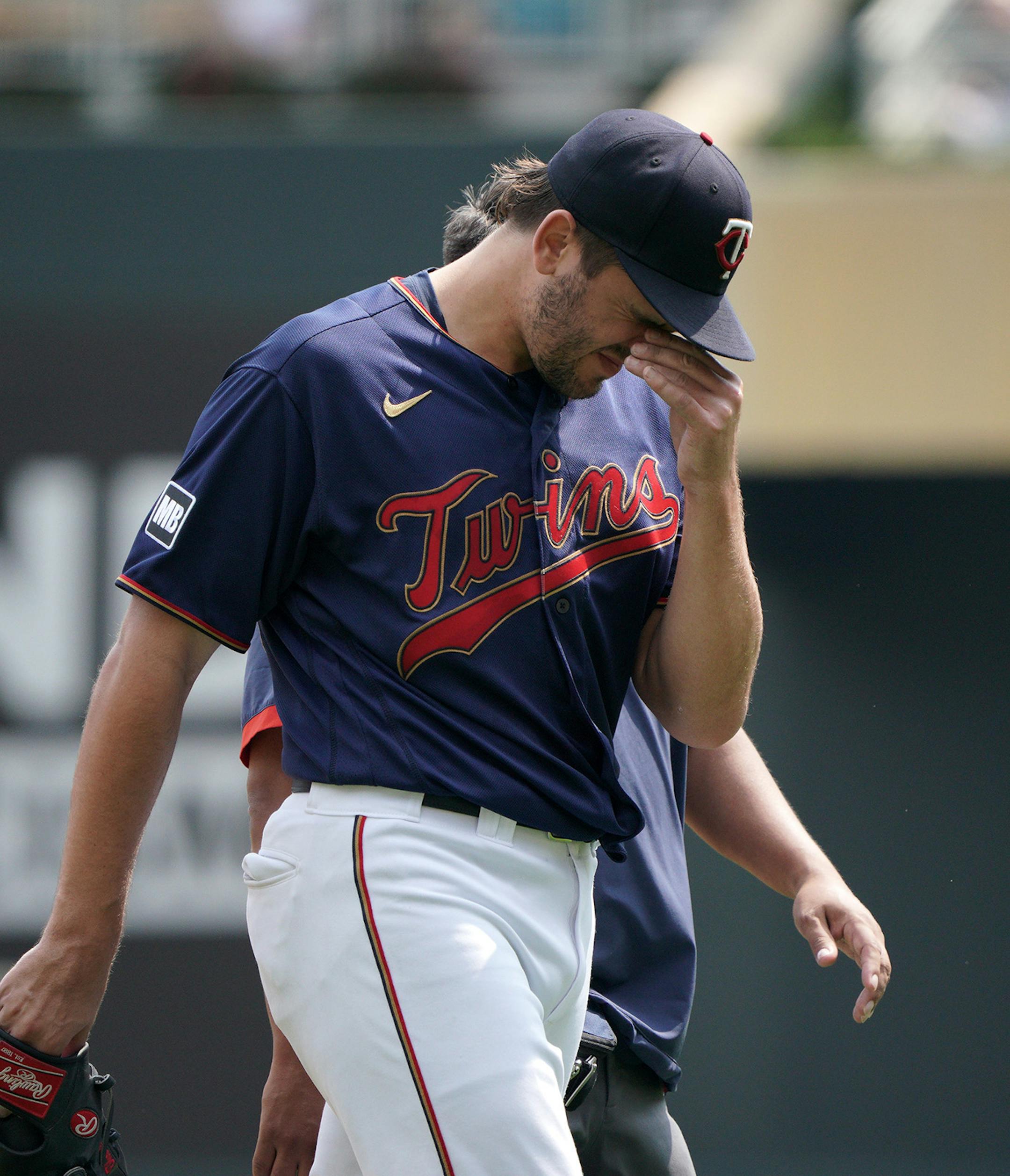 Twins starting pitcher Lewis Thorpe didn't make it through the 2nd inning and was pulled from the game after loading the bases.