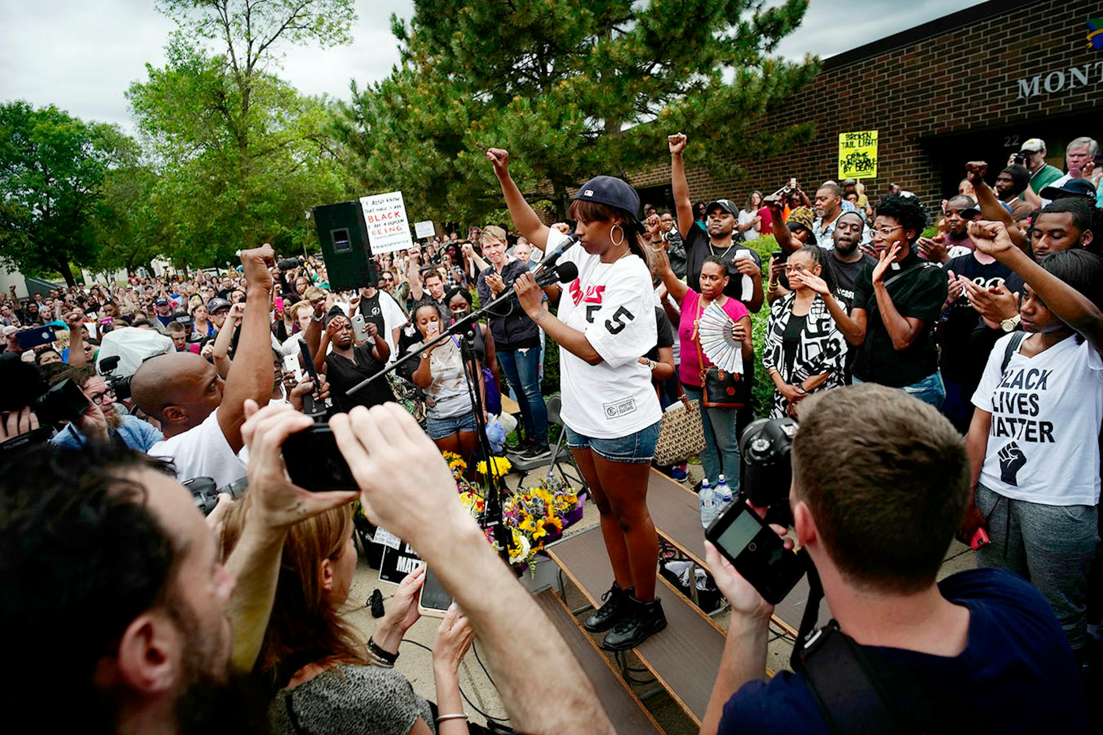 Diamond Reynolds addressed the crowd at the vigil.