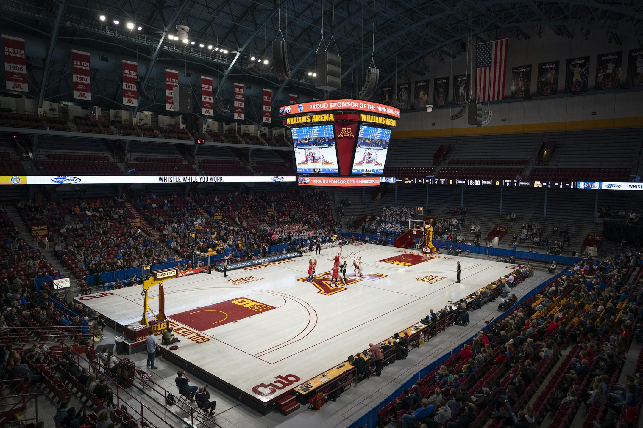 Fewer fans than usual were in the stands at Williams Arena for the opening tipoff on March 12 between Hopkins and Stillwater, one of the last state tournament games played before the coronavirus pandemic.