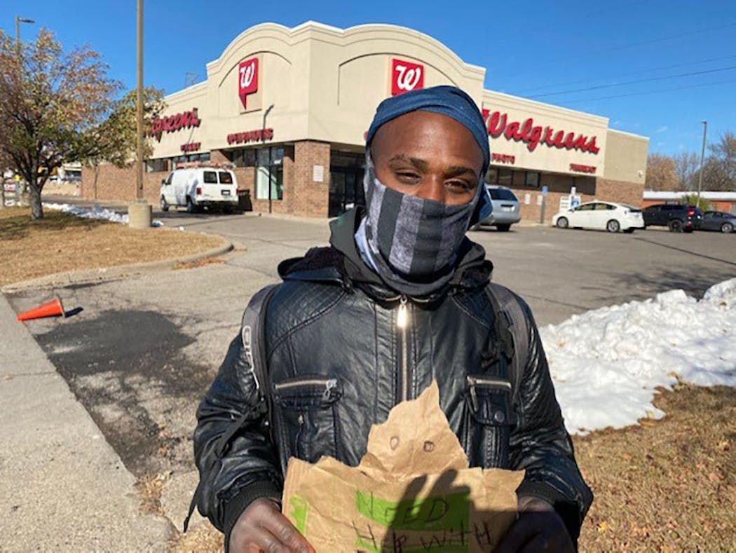 Shawn Bates said he collected about $4 panhandling from a median on Hiawatha Avenue in south Minneapolis recently. 