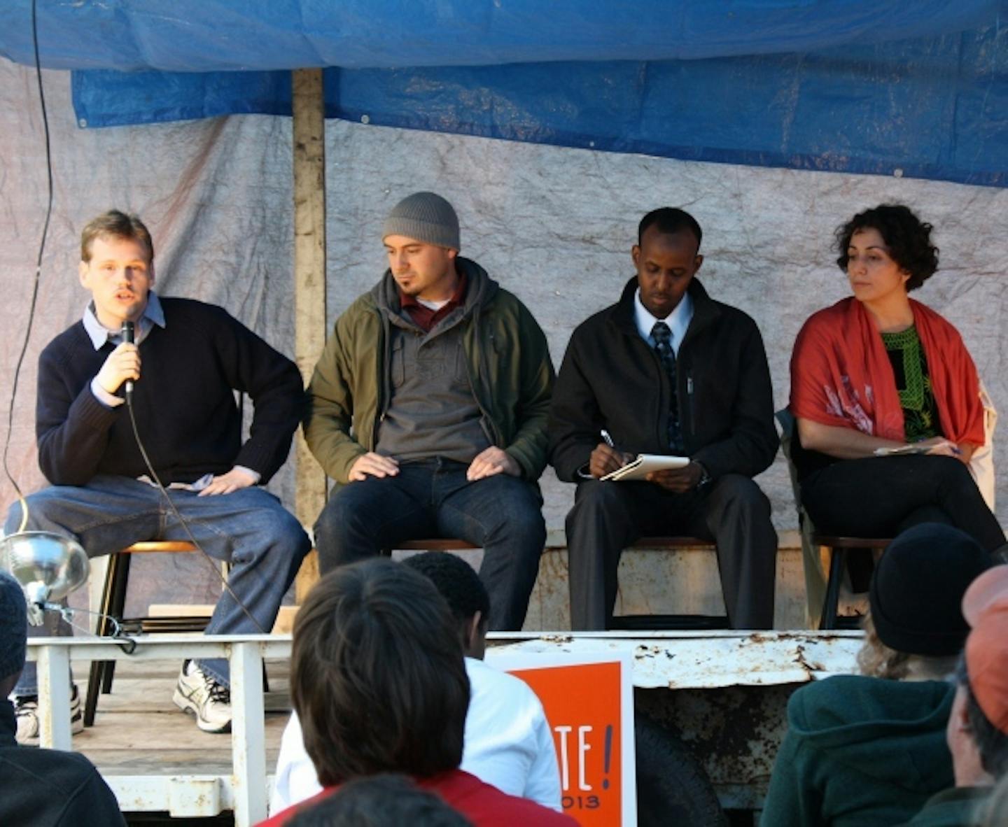 The candidates, left to right: Charles Curtis, Ty Moore, Abdi Abdulle, Alondra Cano,