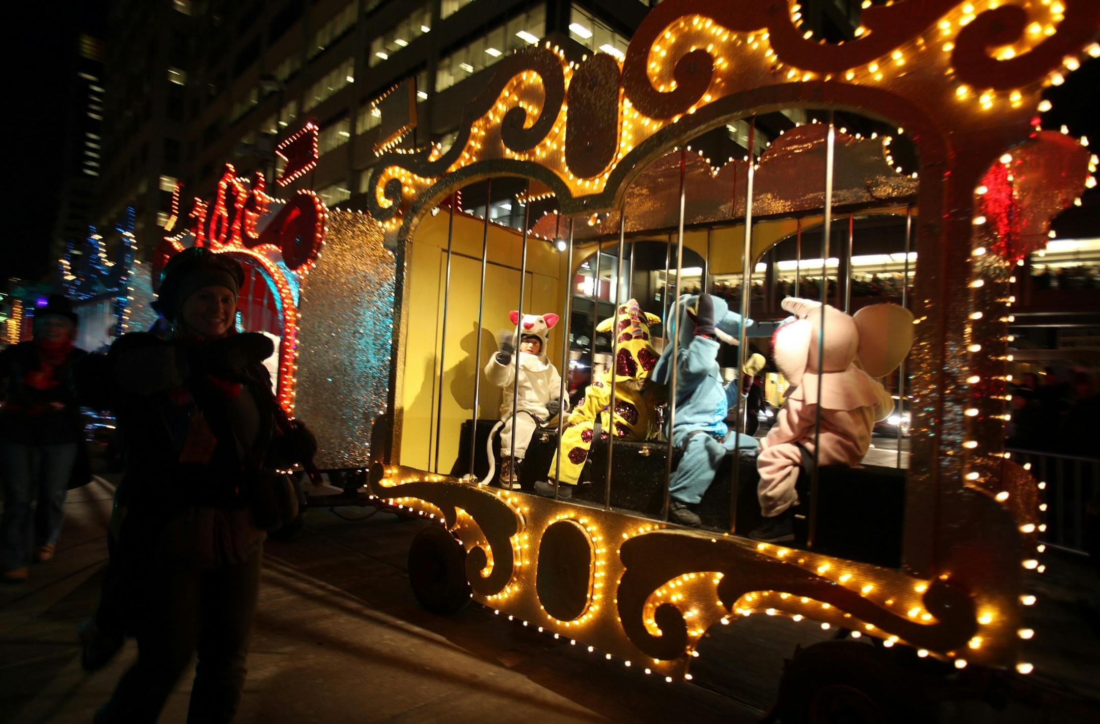 The Circus Train rolled down Nicollet Mall for the first day of the 2010 Holidazzle Parade.