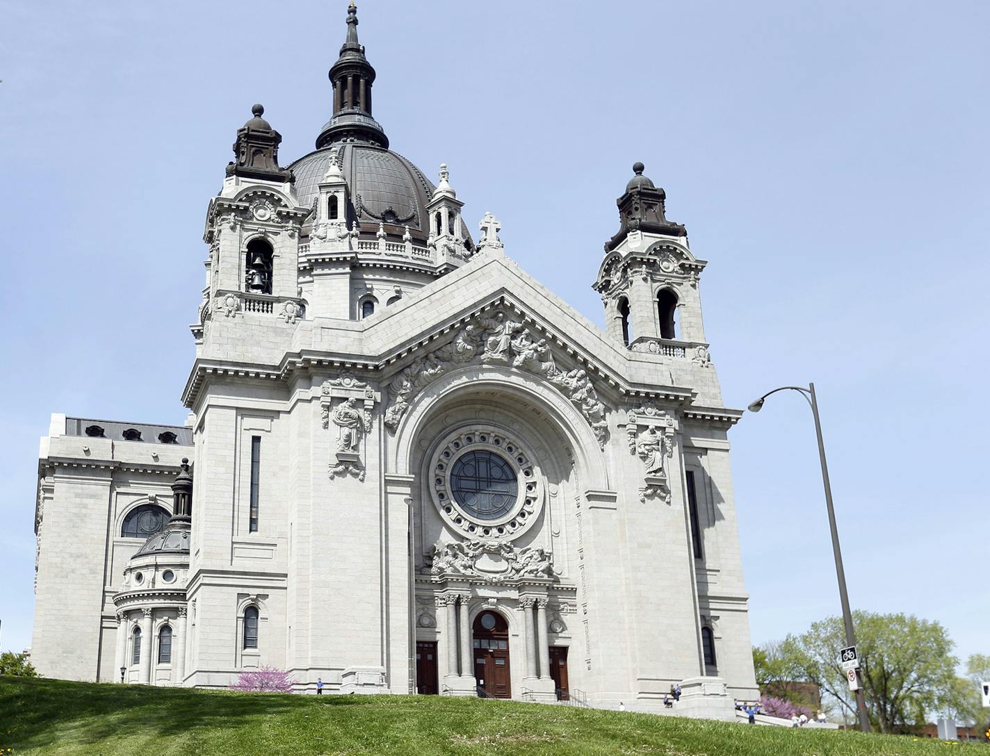 In this May 3, 2016 photo, the St. Paul Cathedral is pictured in St. Paul, Minn. It's been nearly three years since Minnesota opened a path for lawsuits by victims of long-ago childhood sexual abuse. The Archdiocese of St. Paul and Minneapolis filed for bankruptcy protection last year,(AP Photo/Jim Mone) ORG XMIT: MIN2016061013513455