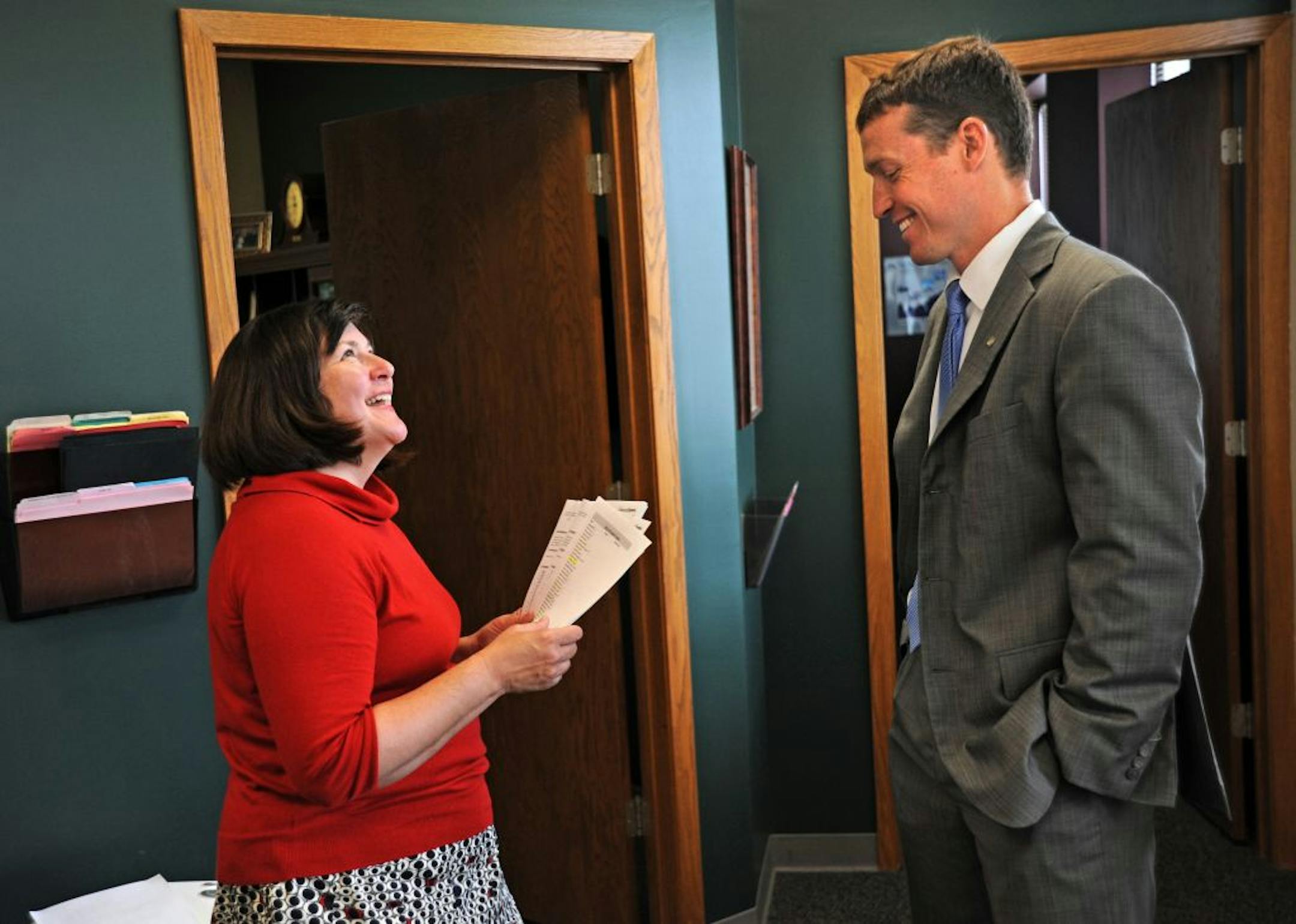 Nick Lampi, regional leader for the financial services company in the St Louis Park offices and Bianca Caruso laughed about a upcoming company outing to the Minnesota Twins baseball game. At Edward Jones, the key to a top workplace has involved taking a longer-term outlook in the marketplace rather than focusing on near-term results."We allow everyone the opportunity to succeed at whatever level they want to succeed," said Nick Lampi, regional leader for the financial services company. "One of t