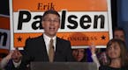 Rep. Erik Paulsen addressed the Republican victory party crowd in November with his wife at his side.