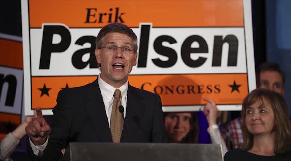 Rep. Erik Paulsen addressed the Republican victory party crowd in November with his wife at his side.