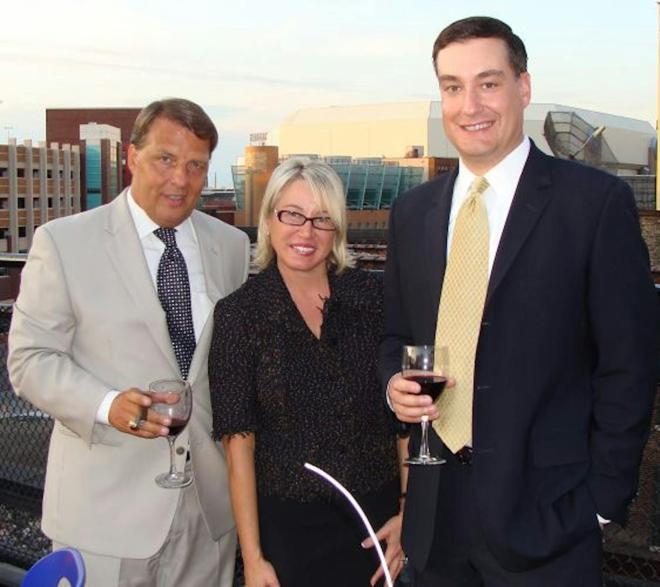 Sara Glassman, sglassman@startribune.com Raise on the Rooftop, an event for the Children�s Home Society & Family Services (CHSFS) at Solera. Todd Okerlund, former NHL player, Patti Meier, president of the Meier Group and chair of the event, and Ted Jokerst, director of Welsch Companies.