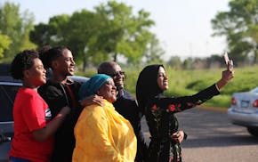 The Islamic Center of Minnesota held their Eid prayers at the National Sports Center Tuesday, June 4, 2019, in Blaine, MN. Here, Tajma Habib, 21, take