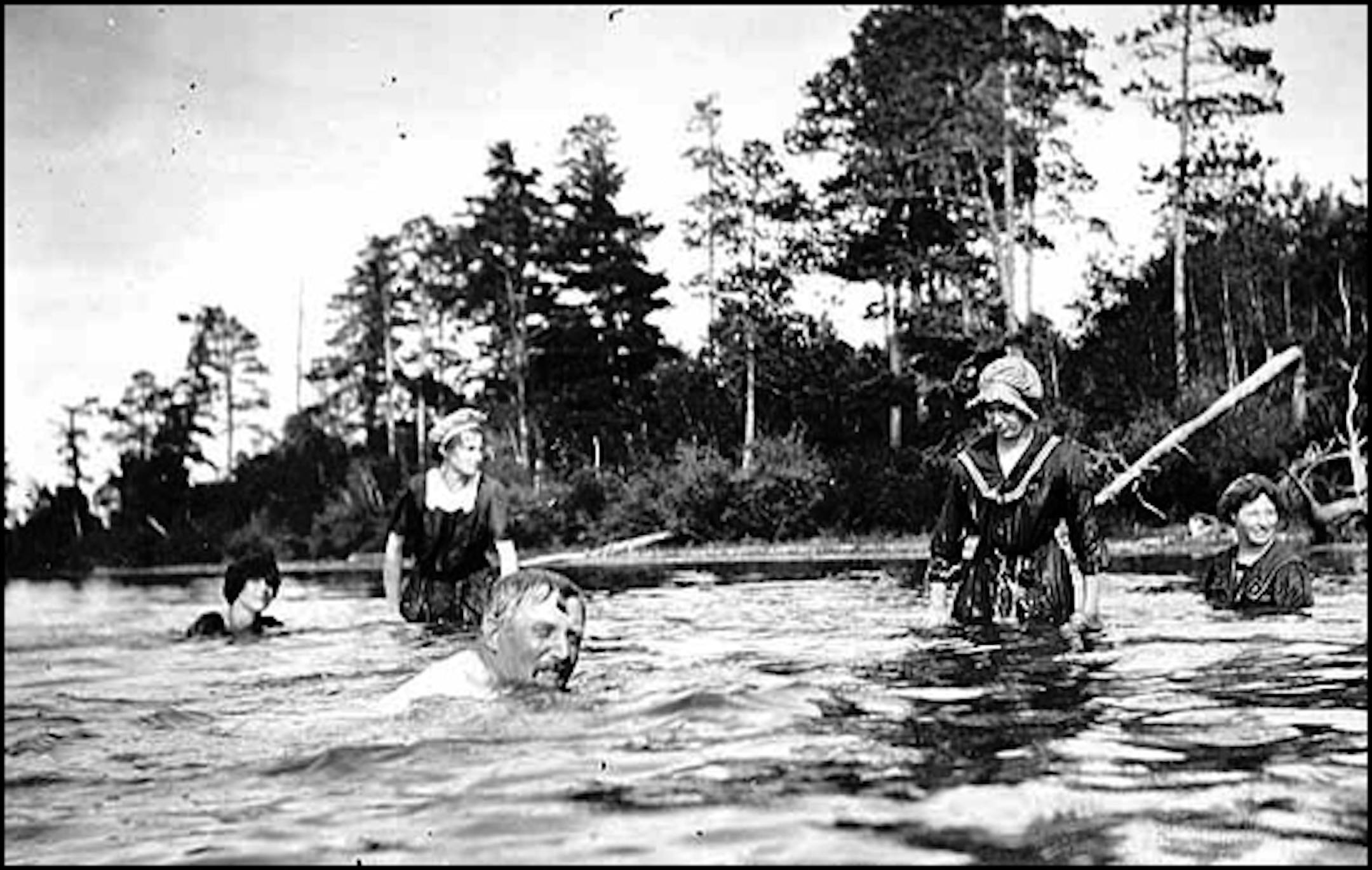 Swimming in Cass Lake, ca 1910