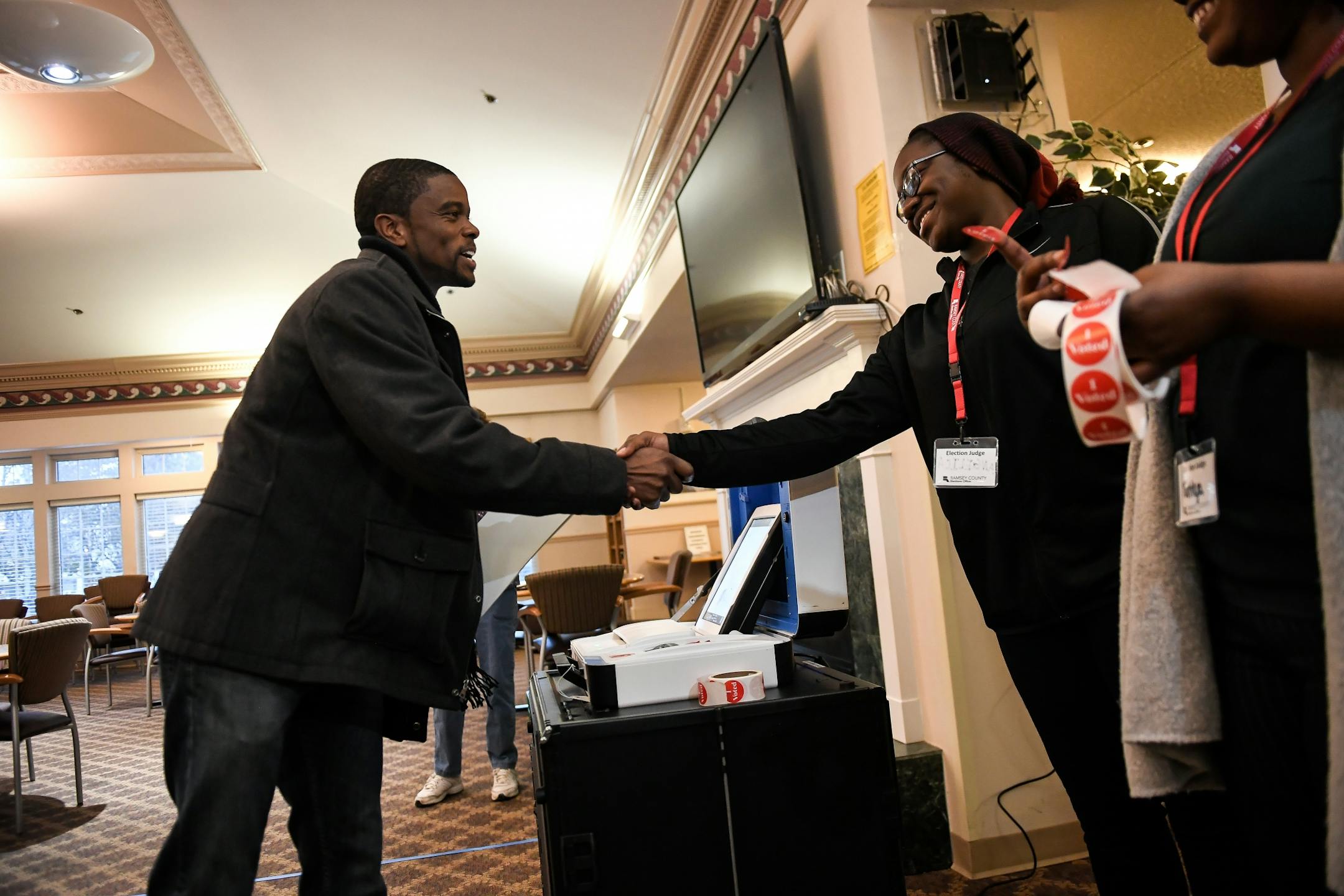 St. Paul mayoral candidate Melvin Carter thanked election judges after casting his vote in the St. Paul election Tuesday morning.