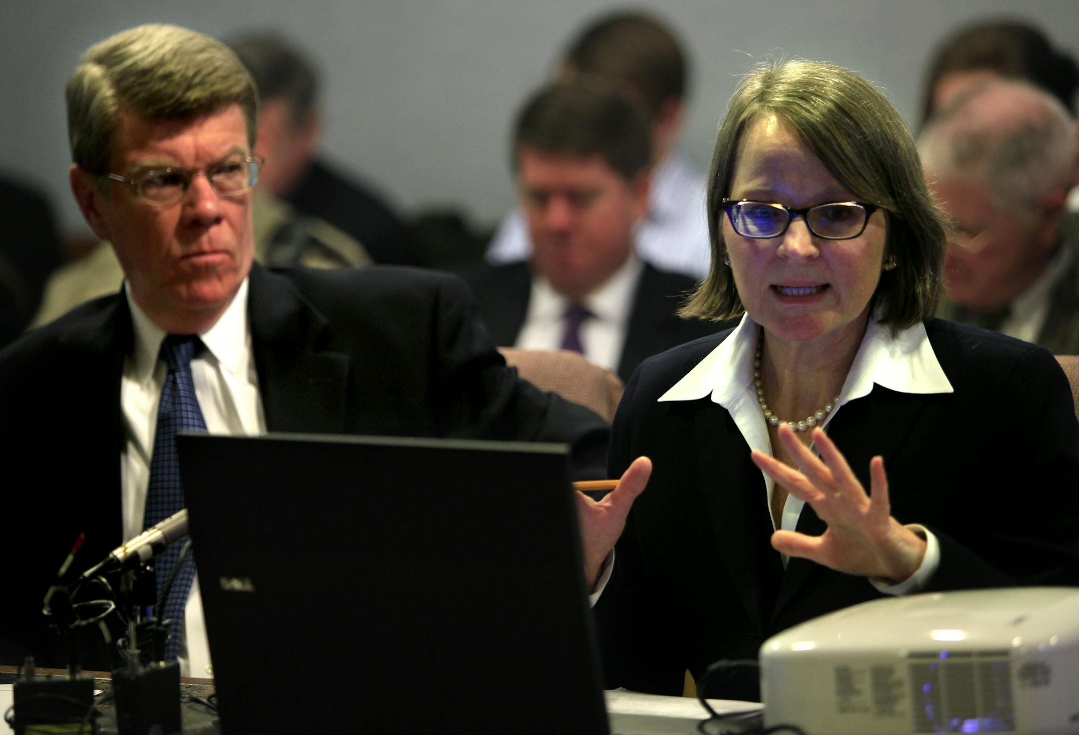 Jim Nobles, Legislative Auditor and Carrie Meyerhoff, Evaluation Manager released an evaluation report on the Law Enforcement's use of State Databases, to the Legislative Audit Commission's Evaluation Subcommittee. St. Paul, MN on February 20, 2013. ] JOELKOYAMA&#x201a;&#xc4;&#xa2;joel.koyama@startribune.com OLA will release an evaluation report, Law Enforcement's Use of State Databases, to the Legislative Audit Commission's Evaluation Subcommittee on Wednesday, February 20, 2:00 p.m., 400S Stat