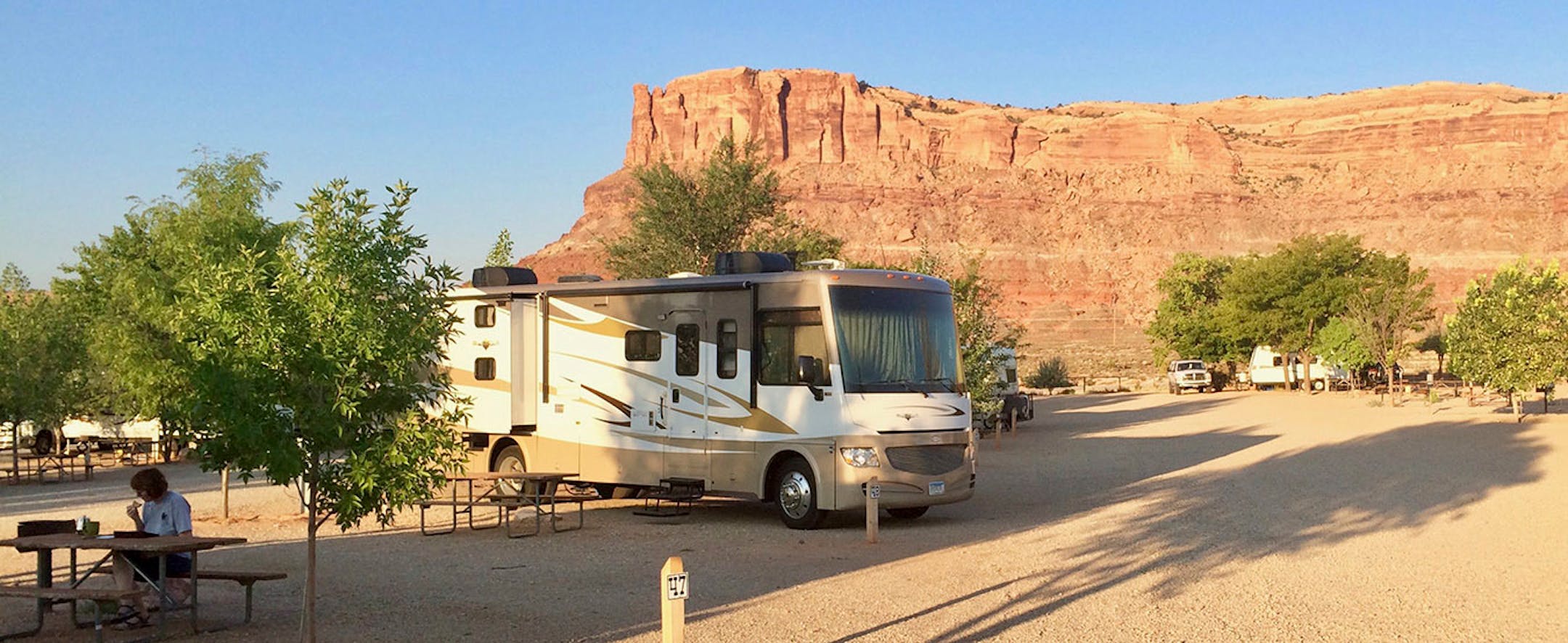 On the eve of our whitewater rafting trip, we parked our 36-foot RV in the Archview RV resort and campground near the entrance to Arches National Park.