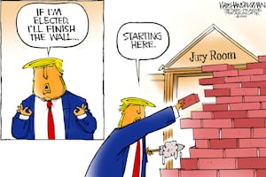 Editorial cartoon: Trump's jury room wall