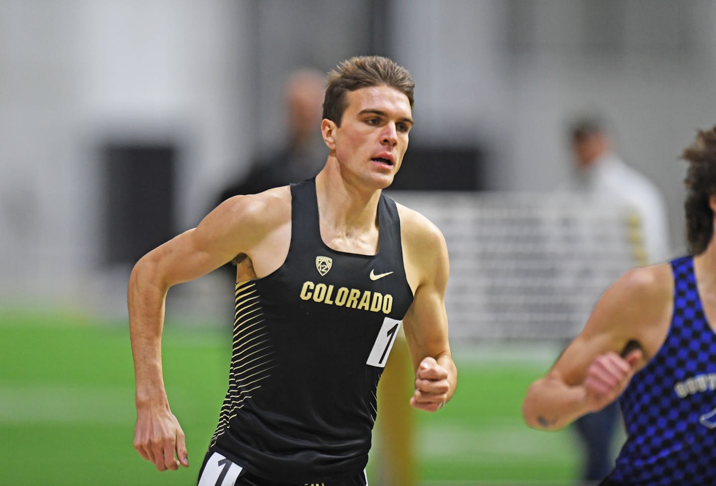 University of Colorado photo. Joe Klecker, runner, out front. 2020; Colorado Invitational; Dan Madden; IPF; Joe Klecker